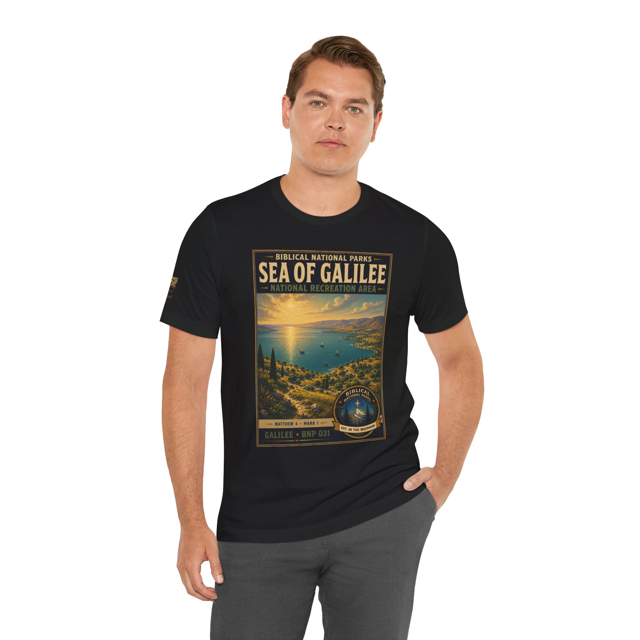 Biblical National Parks Collection VI- Galilee #031/035 Matthew 4 & Mark 1 | Vintage nature poster Tee | Biblical national parks graphic shirt
