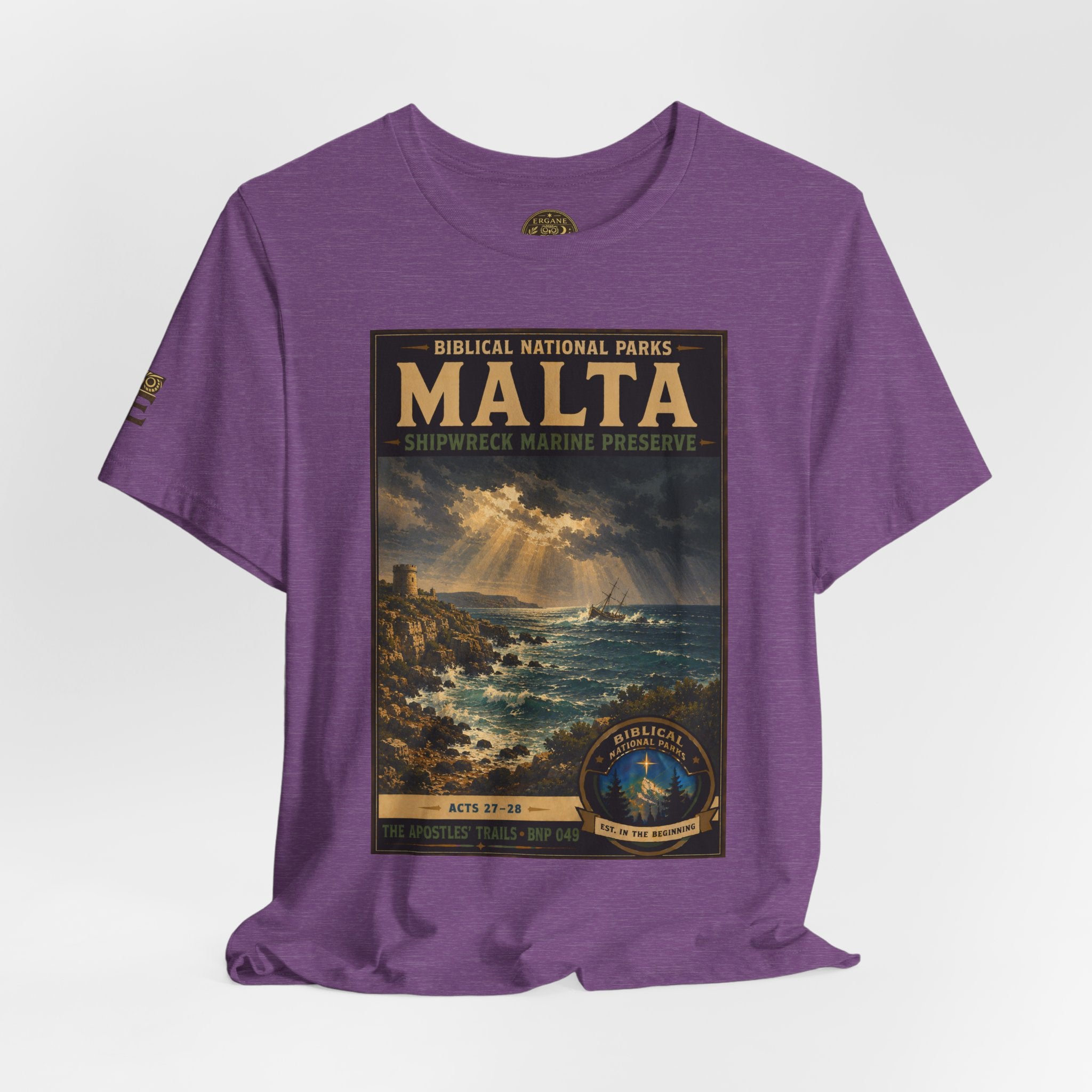 Biblical National Parks Collection VIII- The Apostles' Trails #049/049 | Acts 27-28 | Vintage nature poster Tee | Biblical national parks graphic shirt