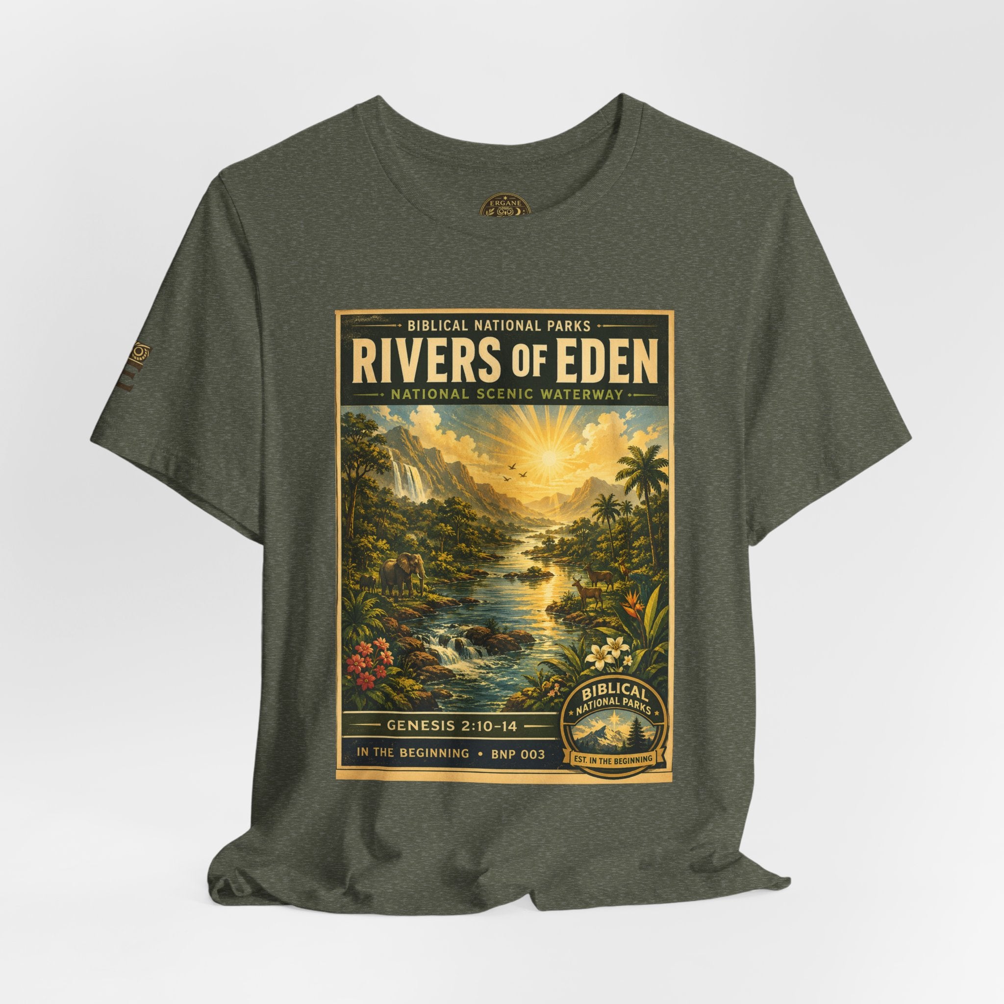 Biblical National Parks Collection I- In The Beginning #003/006 Genesis 2:10-14 | Vintage nature poster Tee | Biblical national parks graphic shirt