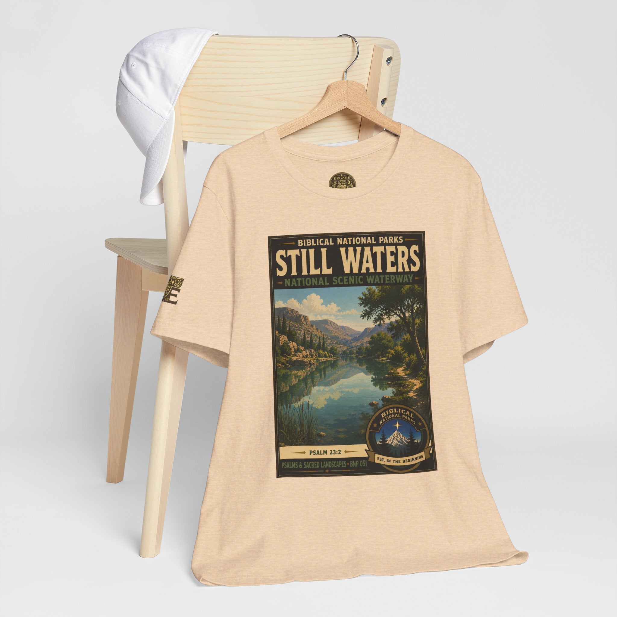 Biblical National Parks Collection IX- #051/054 -Psalms & Sacred Landscapes | Psalm 23:2 | Vintage nature poster Tee | Biblical national parks graphic shirt