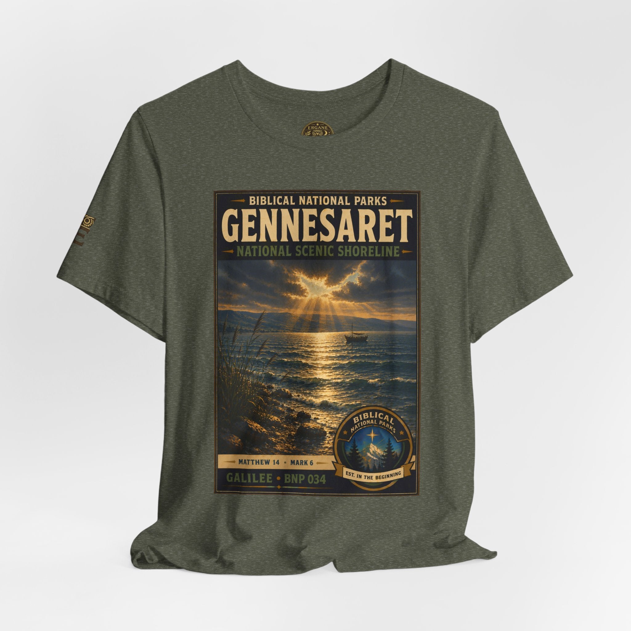 Biblical National Parks Collection VI- Galilee #034/035 Matthew 14 - Mark 6 | Vintage nature poster Tee | Biblical national parks graphic shirt