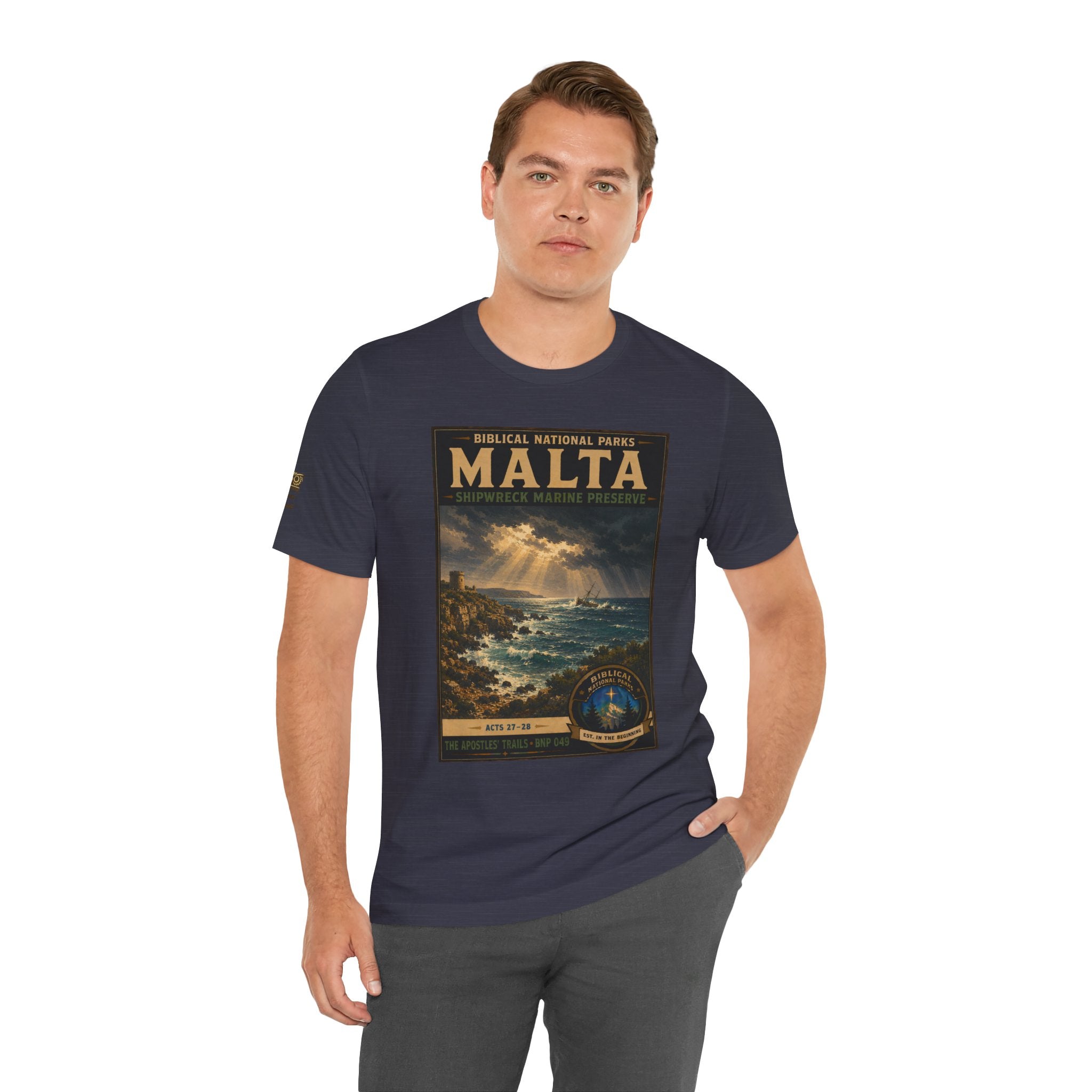 Biblical National Parks Collection VIII- The Apostles' Trails #049/049 | Acts 27-28 | Vintage nature poster Tee | Biblical national parks graphic shirt