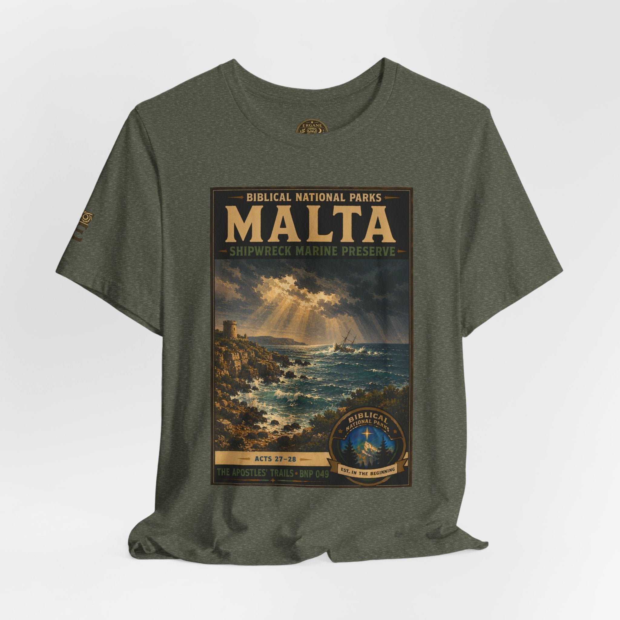 Biblical National Parks Collection VIII- The Apostles' Trails #049/049 | Acts 27-28 | Vintage nature poster Tee | Biblical national parks graphic shirt