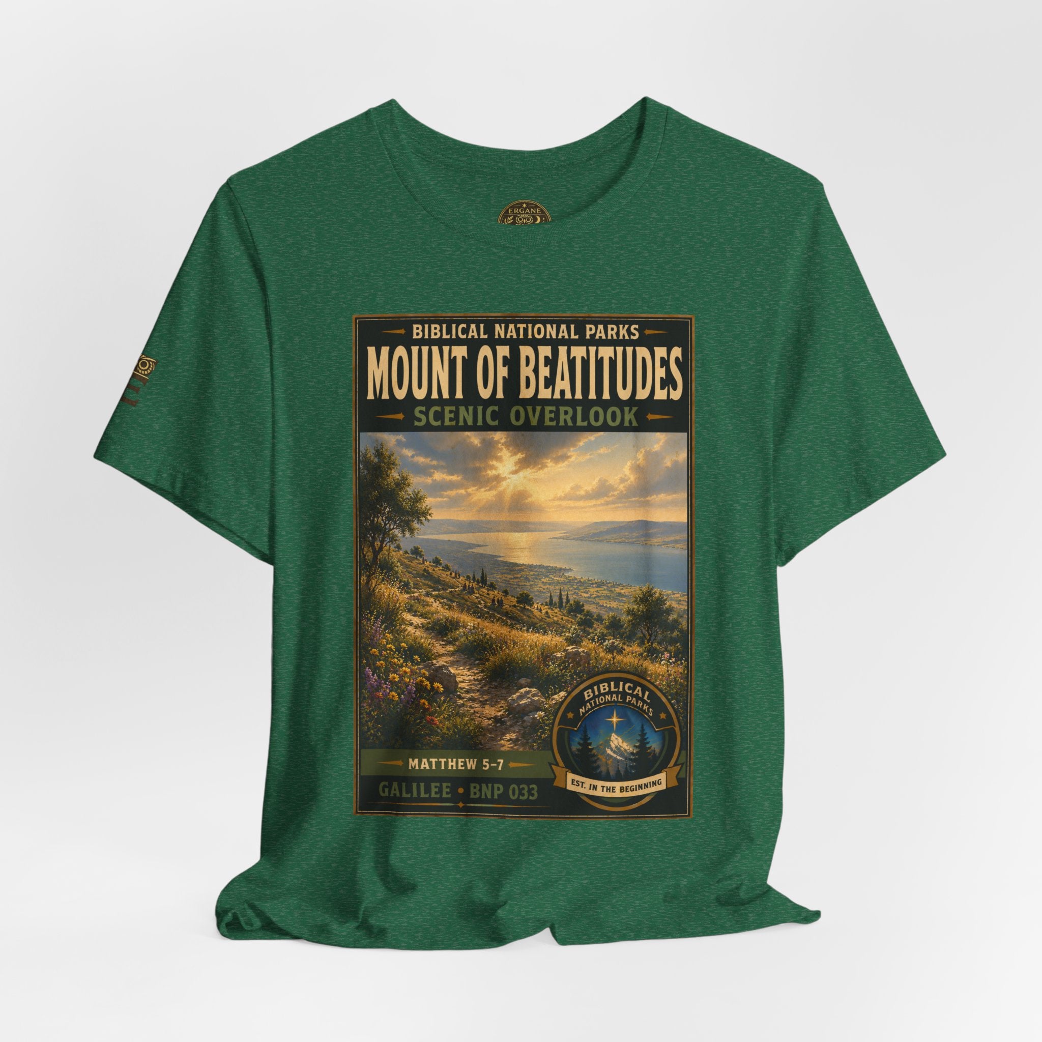 Biblical National Parks Collection VI- Galilee #033/035 Matthew 5-7 | Vintage nature poster Tee | Biblical national parks graphic shirt