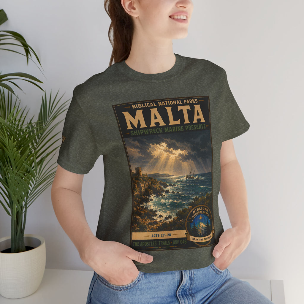 Biblical National Parks Collection VIII- The Apostles' Trails #049/049 | Acts 27-28 | Vintage nature poster Tee | Biblical national parks graphic shirt