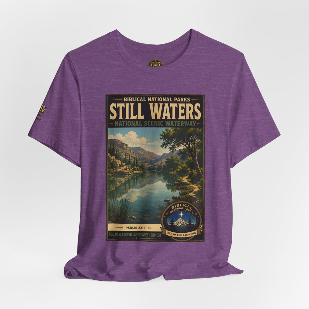 Biblical National Parks Collection IX- #051/054 -Psalms & Sacred Landscapes | Psalm 23:2 | Vintage nature poster Tee | Biblical national parks graphic shirt