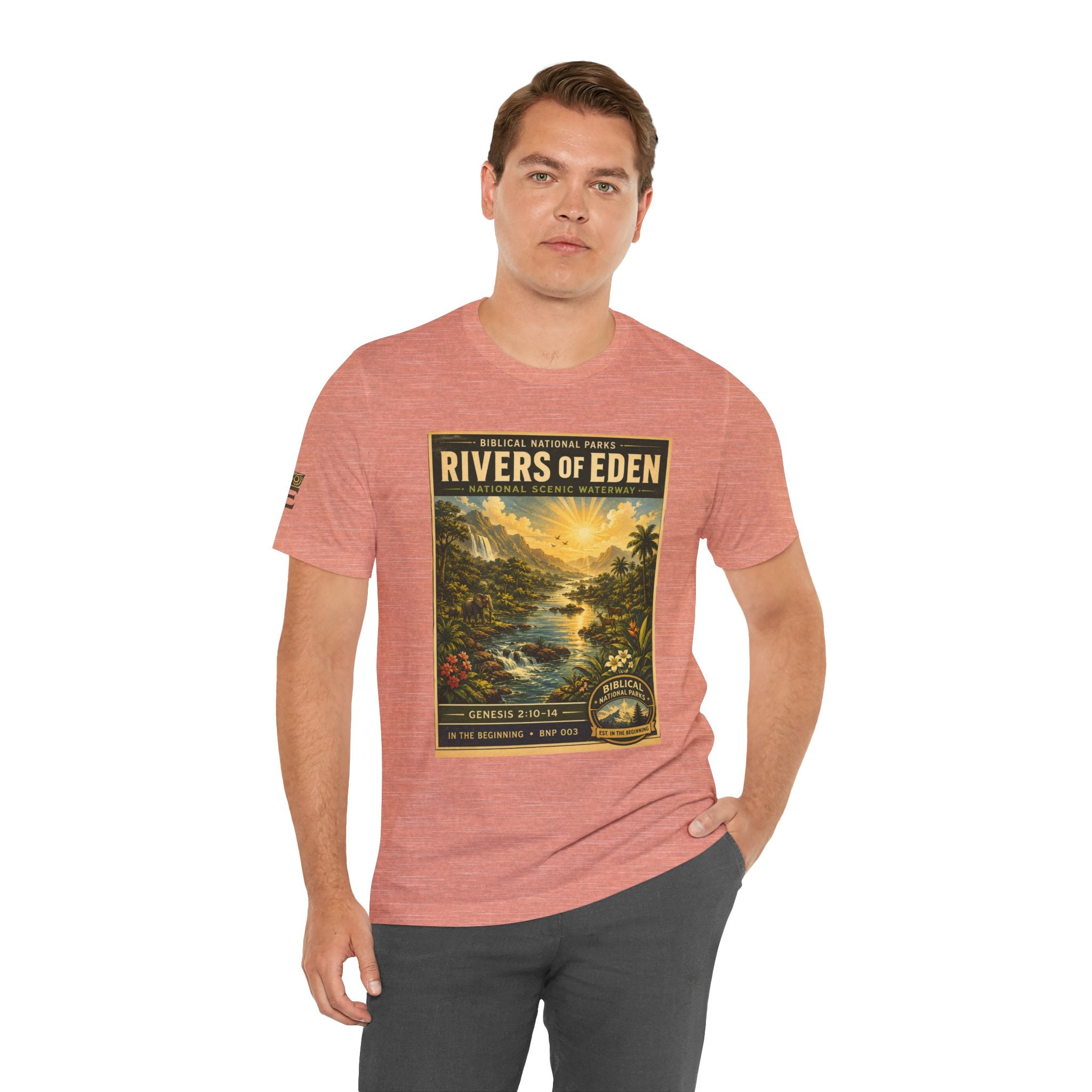 Biblical National Parks Collection I- In The Beginning #003/006 Genesis 2:10-14 | Vintage nature poster Tee | Biblical national parks graphic shirt