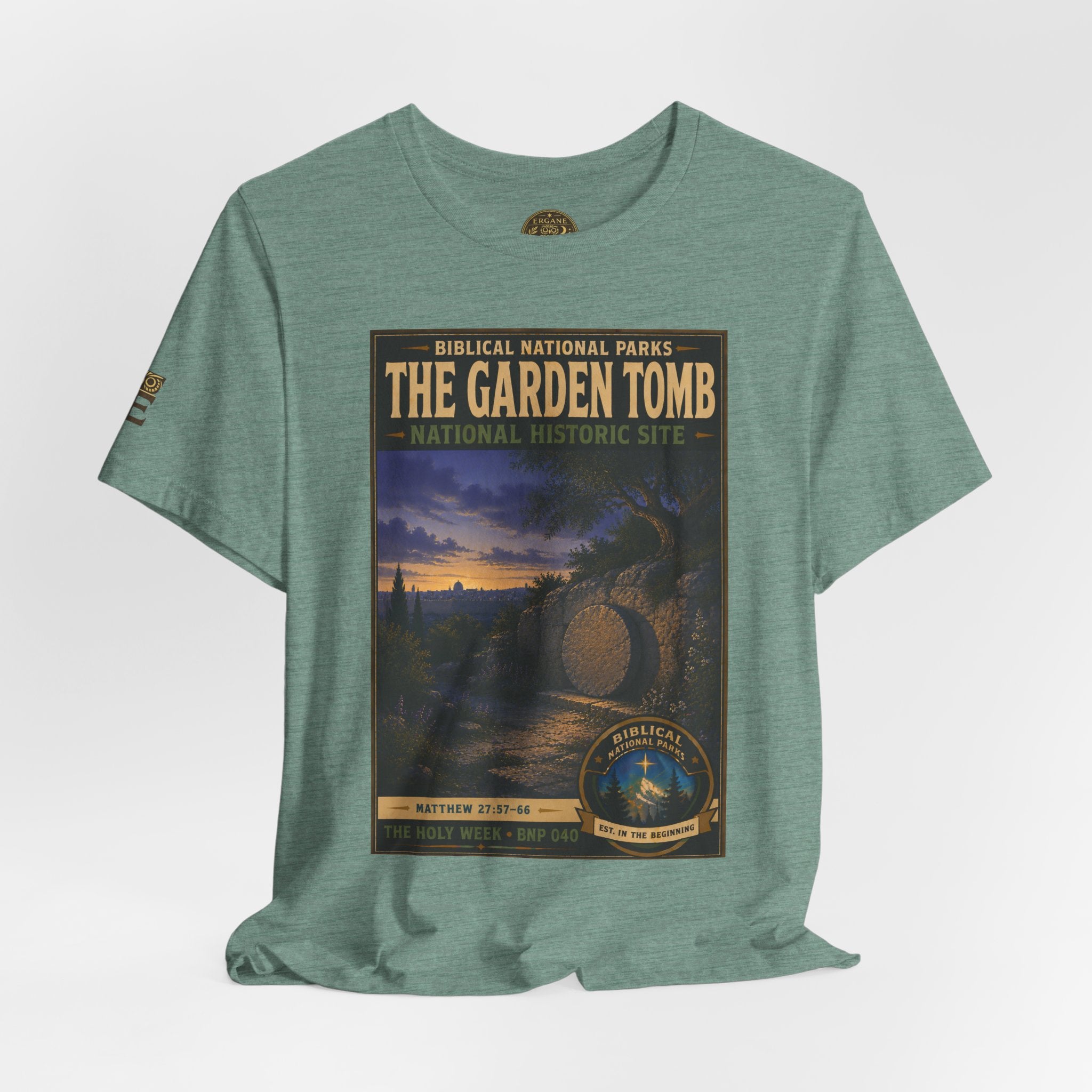 Biblical National Parks Collection VII- The Holy Week #040/041 | Matthew 27: 55-66 | Vintage nature poster Tee | Biblical national parks graphic shirt