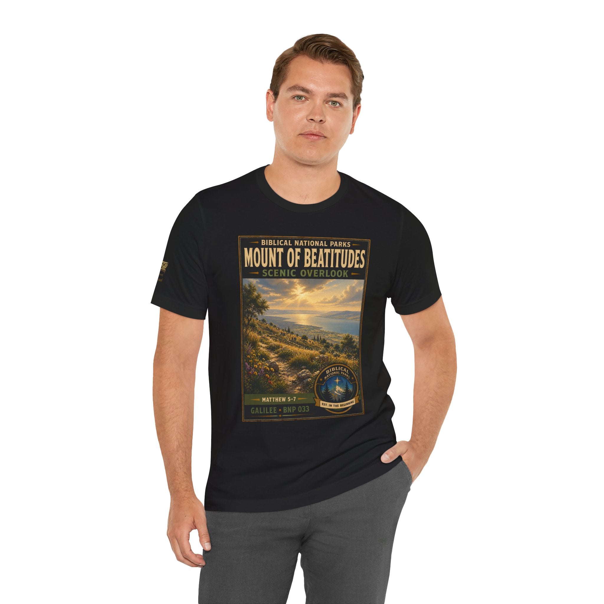 Biblical National Parks Collection VI- Galilee #033/035 Matthew 5-7 | Vintage nature poster Tee | Biblical national parks graphic shirt