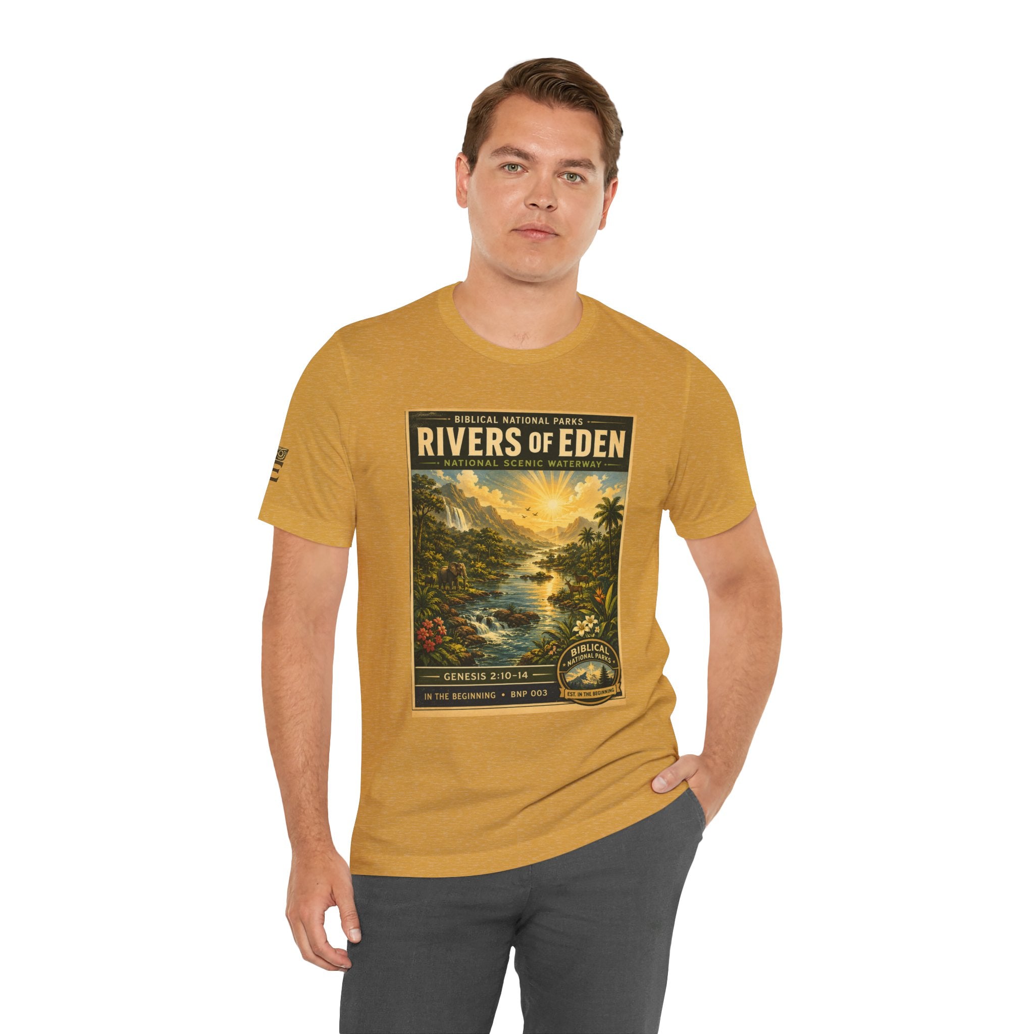 Biblical National Parks Collection I- In The Beginning #003/006 Genesis 2:10-14 | Vintage nature poster Tee | Biblical national parks graphic shirt