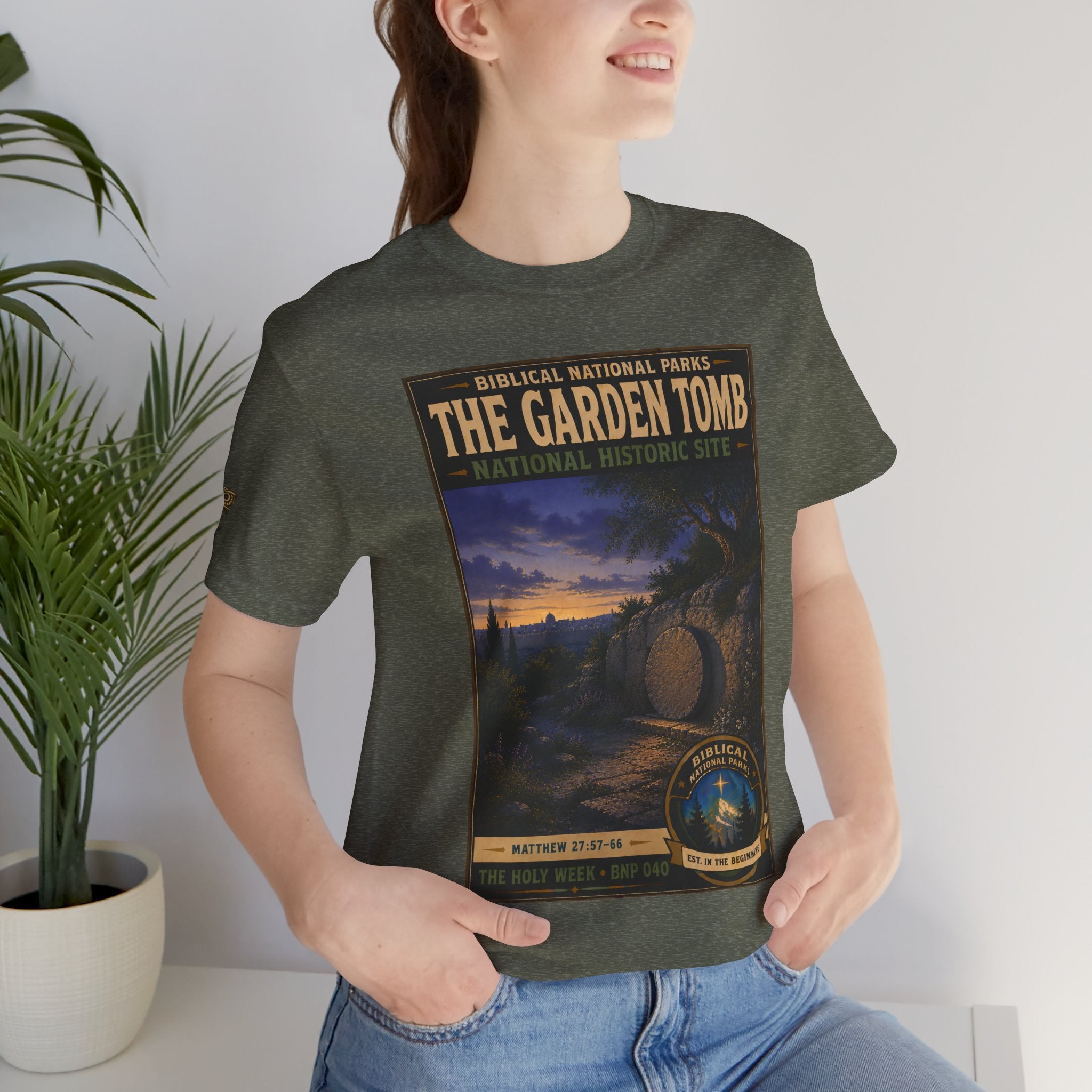 Biblical National Parks Collection VII- The Holy Week #040/041 | Matthew 27: 55-66 | Vintage nature poster Tee | Biblical national parks graphic shirt