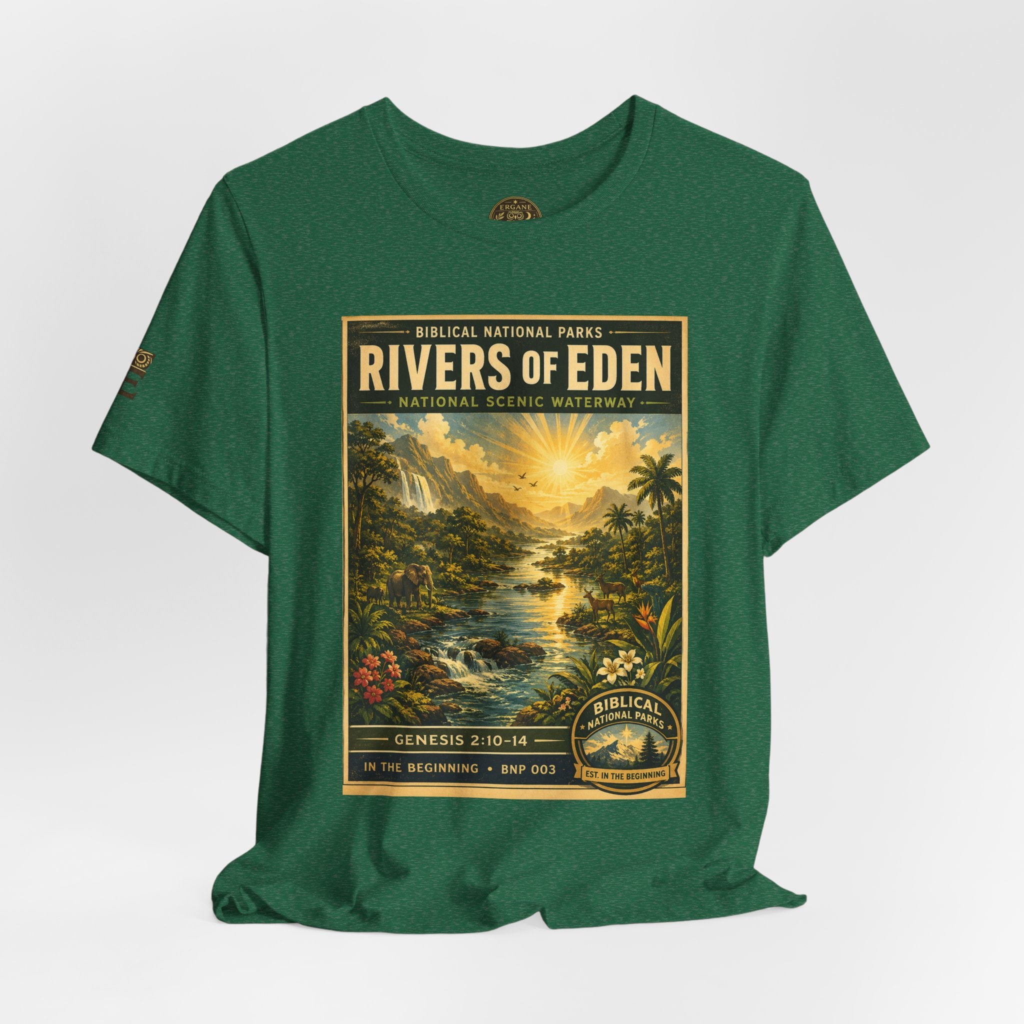 Biblical National Parks Collection I- In The Beginning #003/006 Genesis 2:10-14 | Vintage nature poster Tee | Biblical national parks graphic shirt