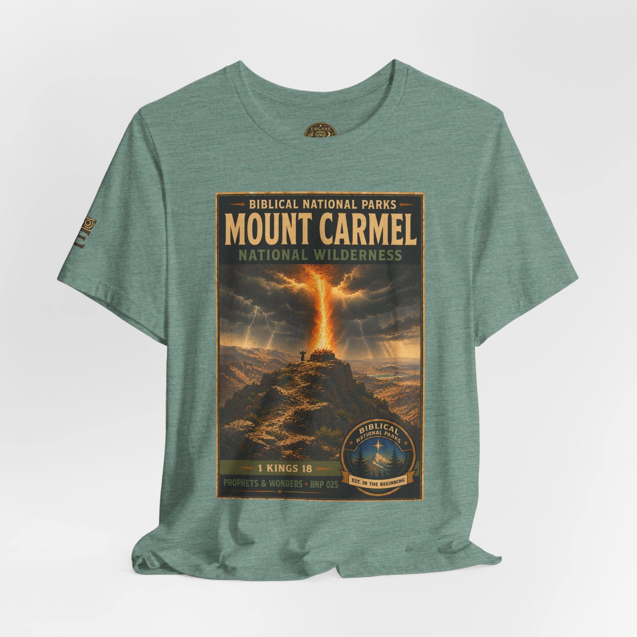 Biblical National Parks Collection V- Prophets & Wonders #025/030 1 Kings 18 | Vintage nature poster Tee | Biblical national parks graphic shirt