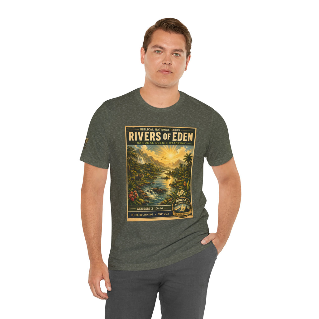 Biblical National Parks Collection I- In The Beginning #003/006 Genesis 2:10-14 | Vintage nature poster Tee | Biblical national parks graphic shirt