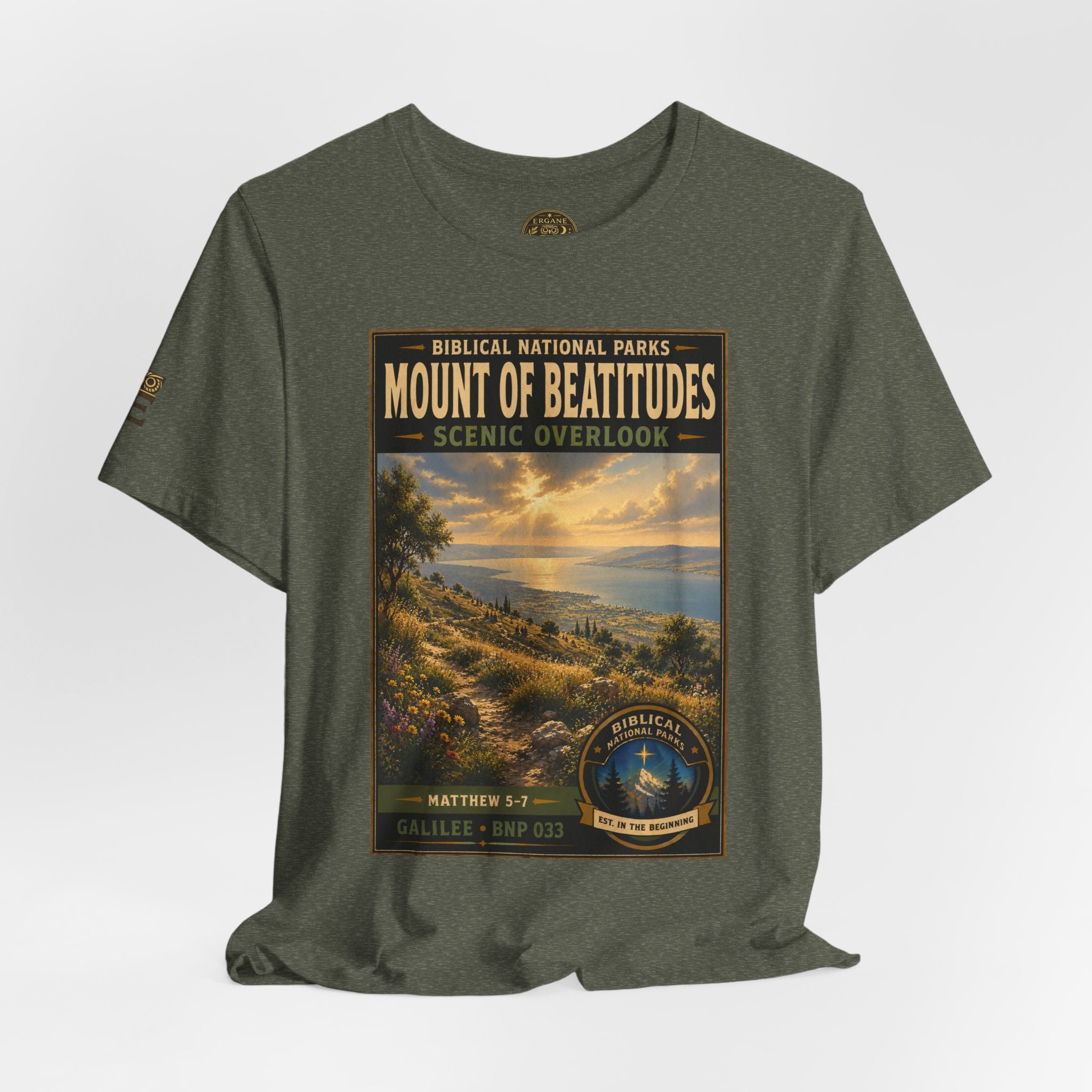 Biblical National Parks Collection VI- Galilee #033/035 Matthew 5-7 | Vintage nature poster Tee | Biblical national parks graphic shirt