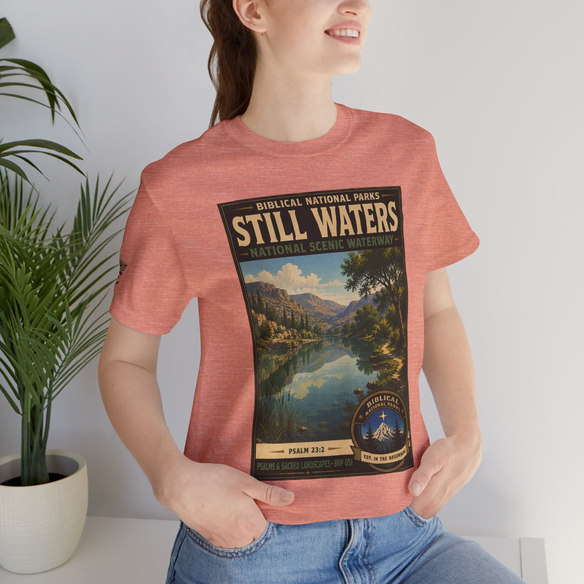 Biblical National Parks Collection IX- #051/054 -Psalms & Sacred Landscapes | Psalm 23:2 | Vintage nature poster Tee | Biblical national parks graphic shirt