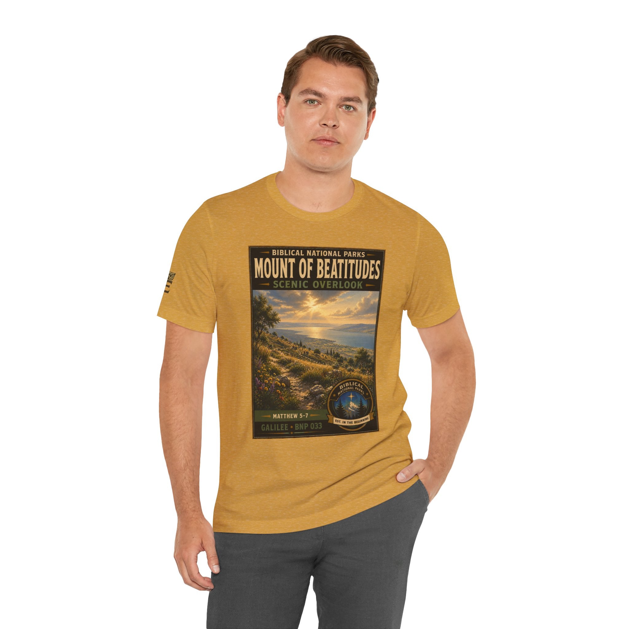 Biblical National Parks Collection VI- Galilee #033/035 Matthew 5-7 | Vintage nature poster Tee | Biblical national parks graphic shirt