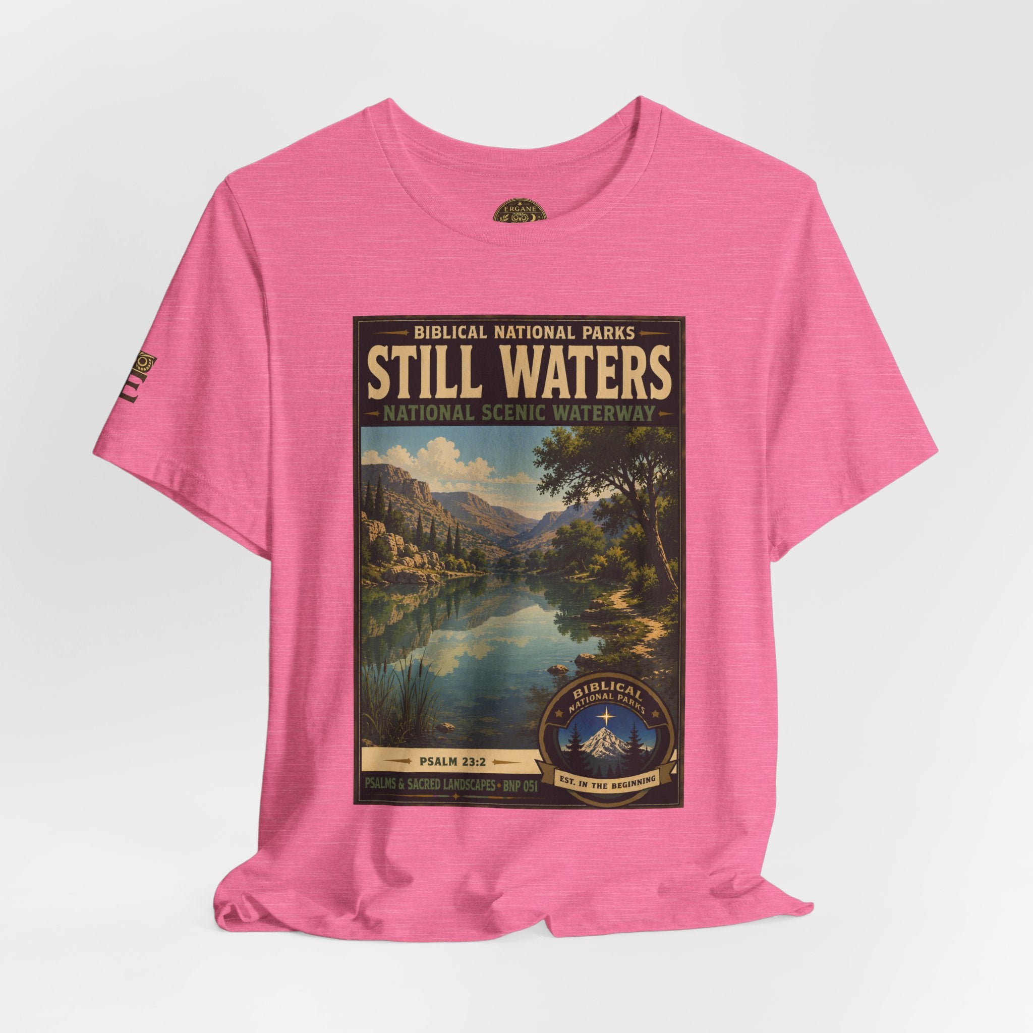 Biblical National Parks Collection IX- #051/054 -Psalms & Sacred Landscapes | Psalm 23:2 | Vintage nature poster Tee | Biblical national parks graphic shirt