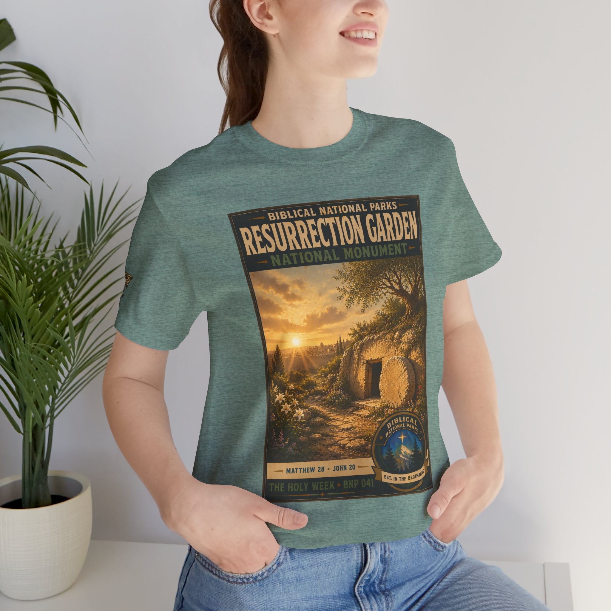 Biblical National Parks Collection VII- The Holy Week #041/041 | Matthew 28 - John 20 | Vintage nature poster Tee | Biblical national parks graphic shirt