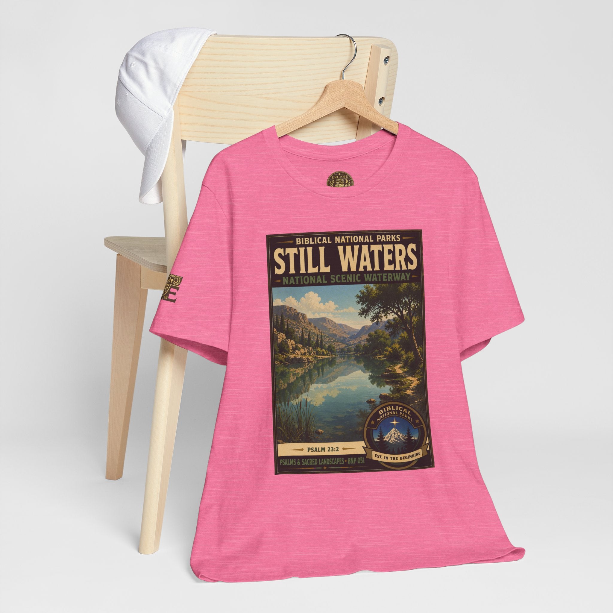 Biblical National Parks Collection IX- #051/054 -Psalms & Sacred Landscapes | Psalm 23:2 | Vintage nature poster Tee | Biblical national parks graphic shirt