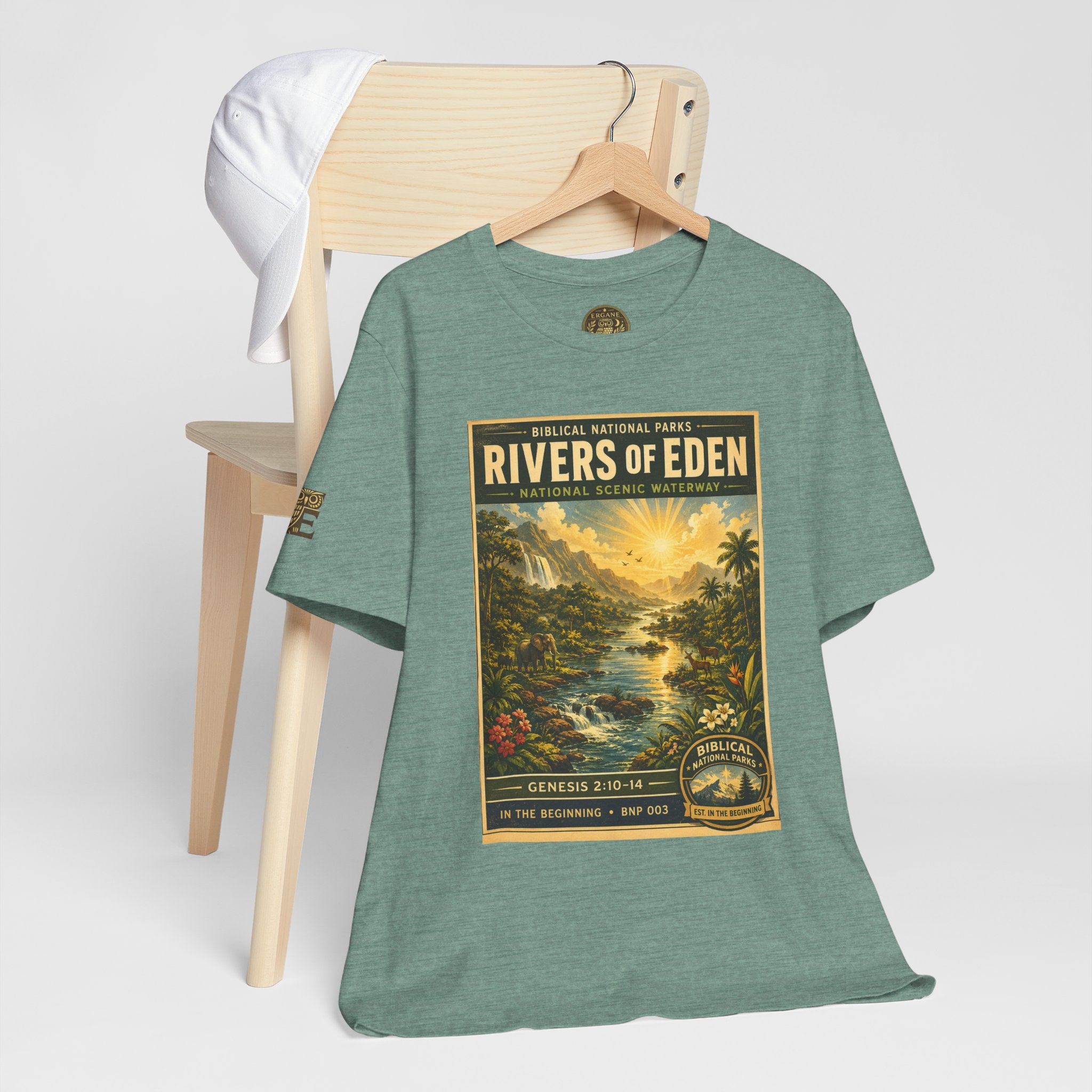 Biblical National Parks Collection I- In The Beginning #003/006 Genesis 2:10-14 | Vintage nature poster Tee | Biblical national parks graphic shirt