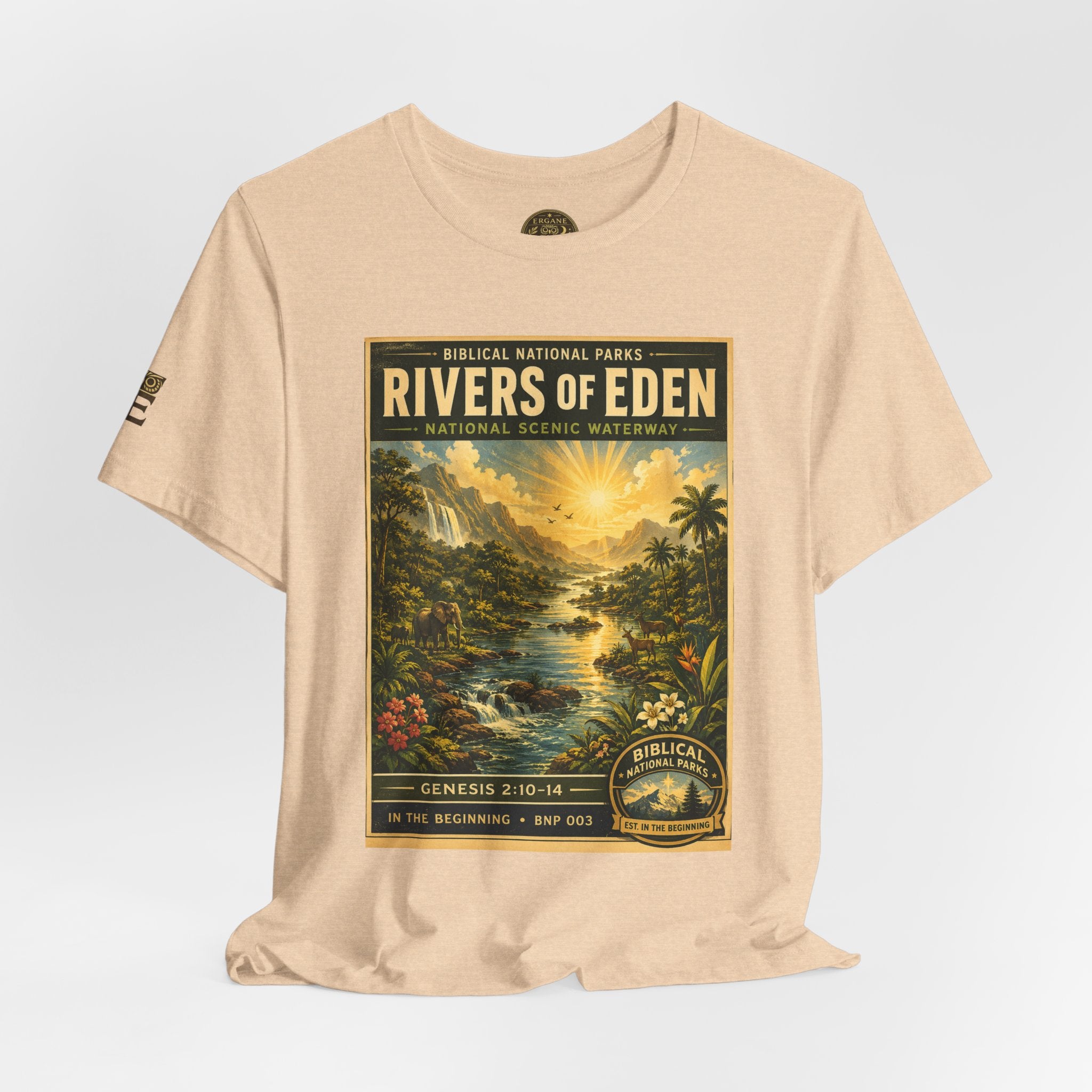 Biblical National Parks Collection I- In The Beginning #003/006 Genesis 2:10-14 | Vintage nature poster Tee | Biblical national parks graphic shirt