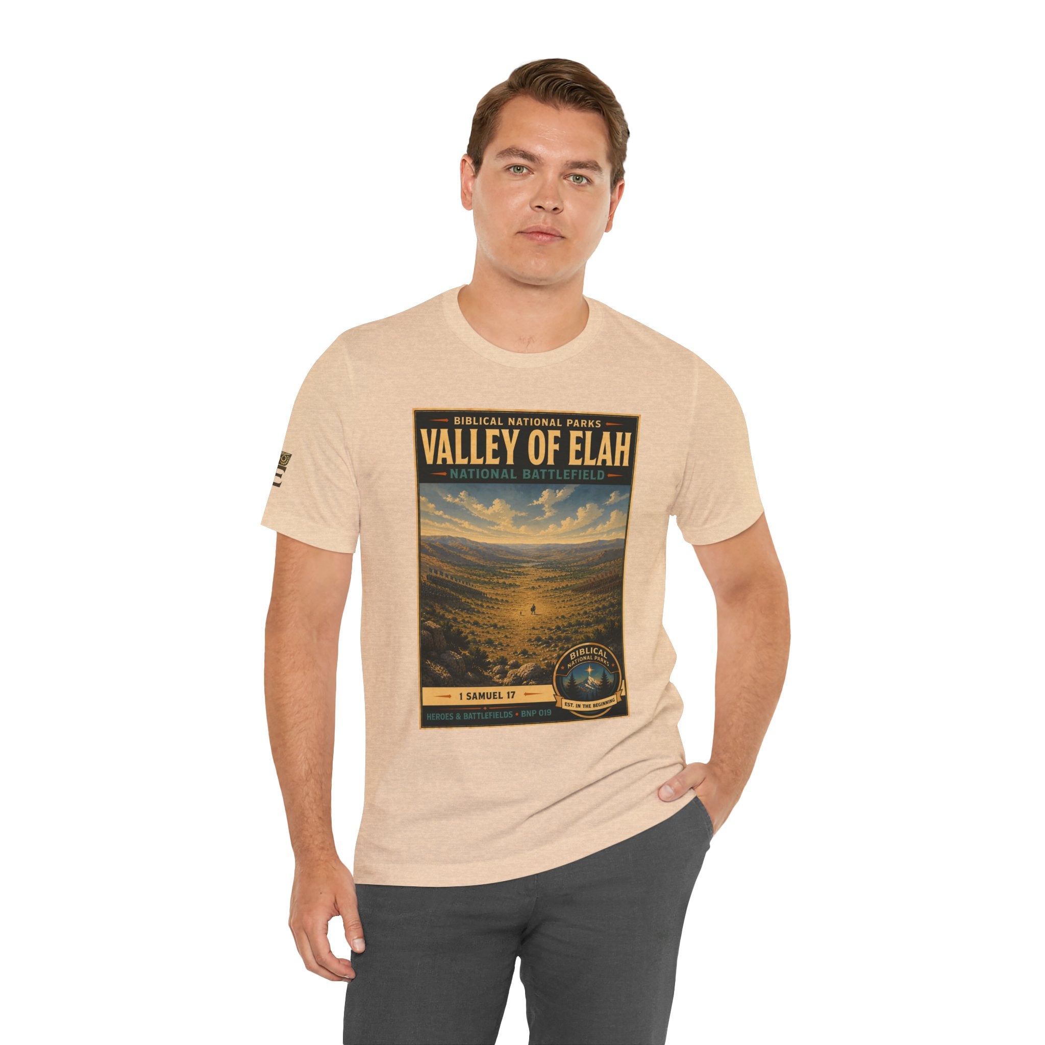 Biblical National Parks Collection IV- Heros & Battlefields #019/023 1 Samuel 17 | Vintage nature poster Tee | Biblical national parks graphic shirt