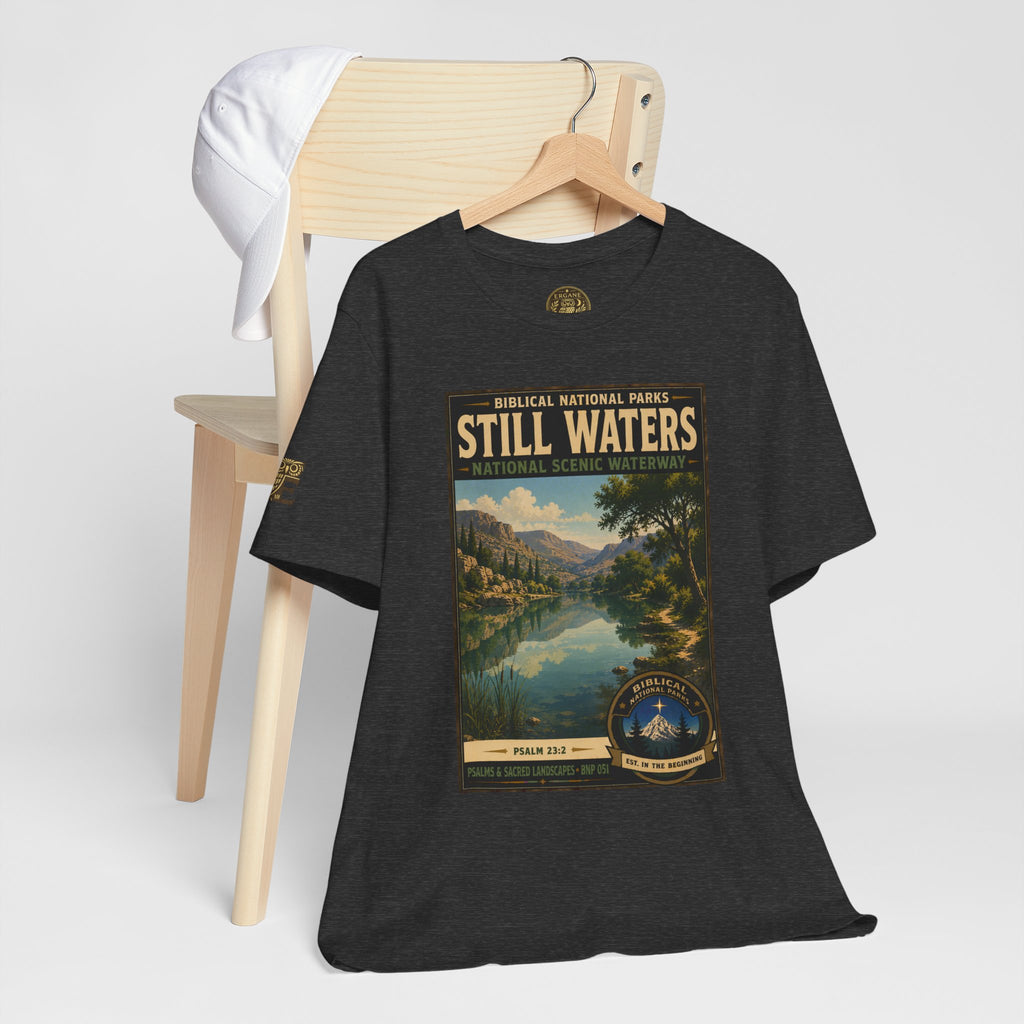 Biblical National Parks Collection IX- #051/054 -Psalms & Sacred Landscapes | Psalm 23:2 | Vintage nature poster Tee | Biblical national parks graphic shirt