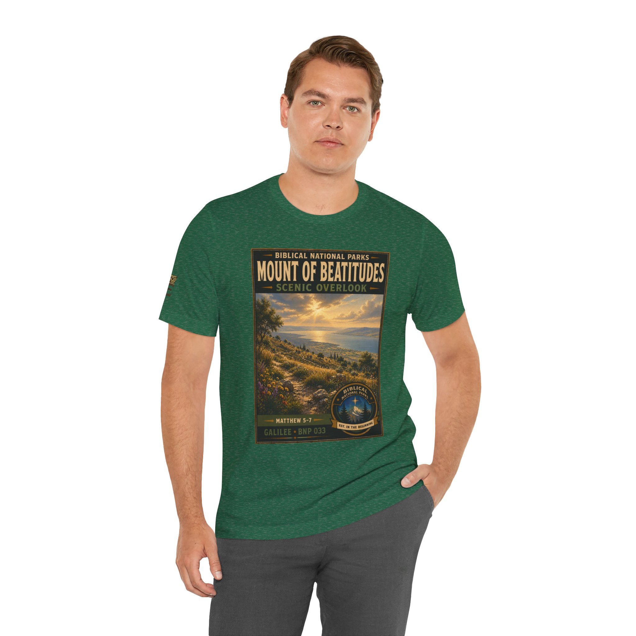 Biblical National Parks Collection VI- Galilee #033/035 Matthew 5-7 | Vintage nature poster Tee | Biblical national parks graphic shirt