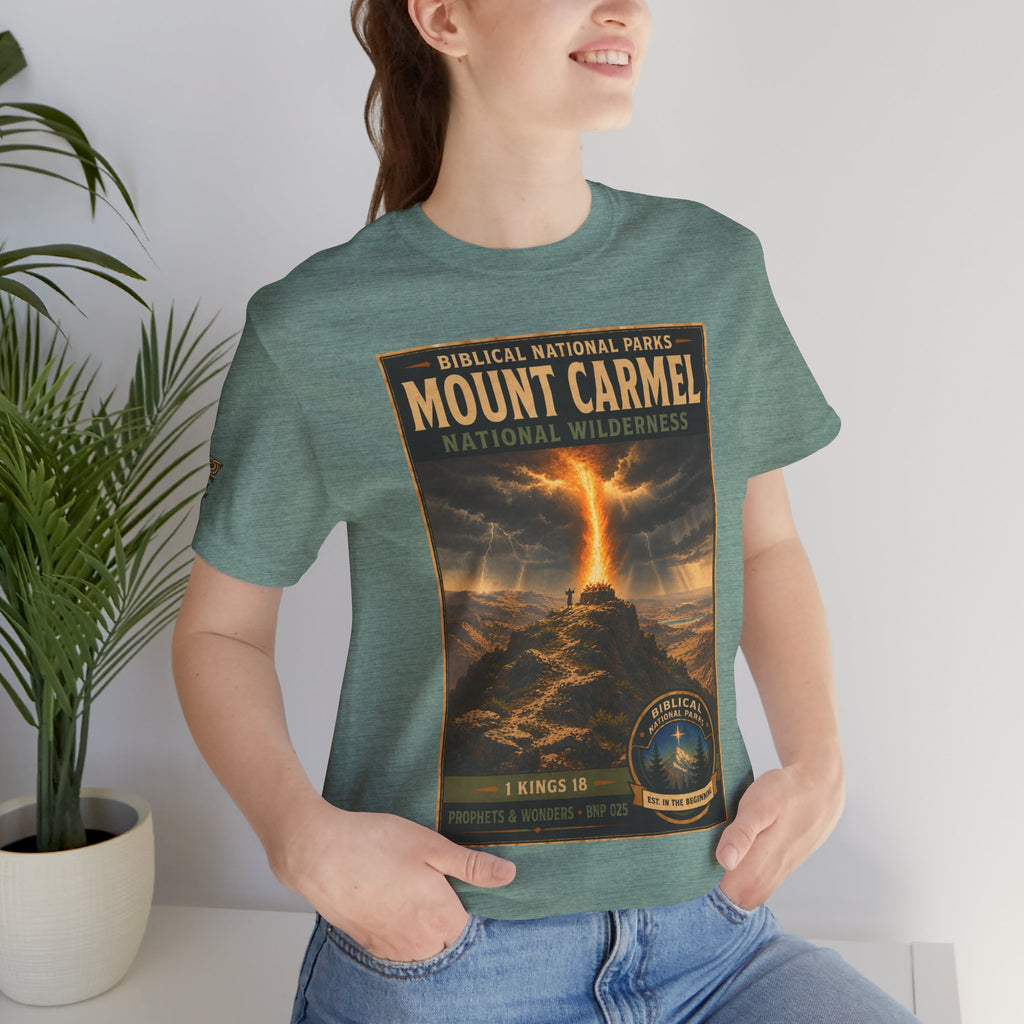 Biblical National Parks Collection V- Prophets & Wonders #025/030 1 Kings 18 | Vintage nature poster Tee | Biblical national parks graphic shirt