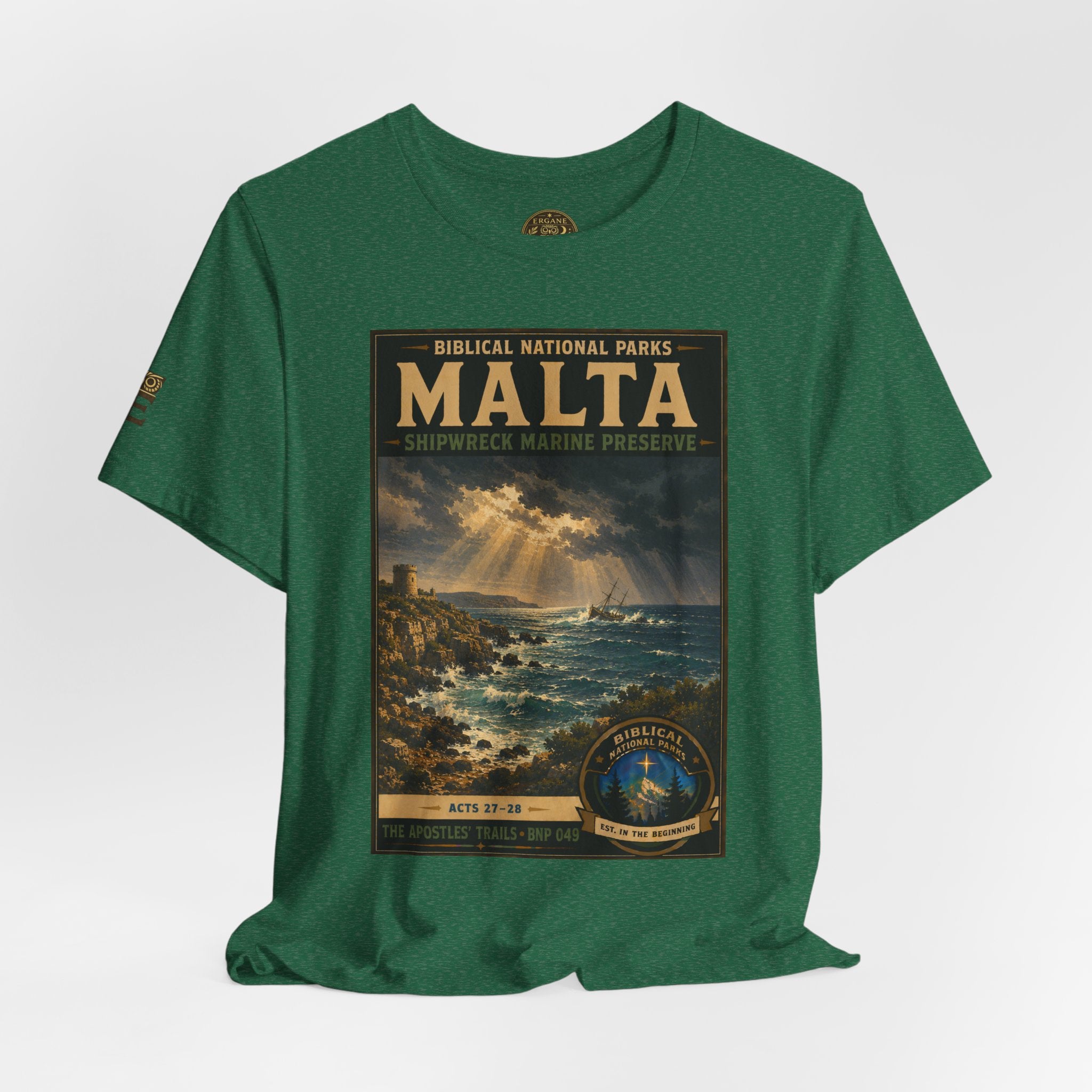 Biblical National Parks Collection VIII- The Apostles' Trails #049/049 | Acts 27-28 | Vintage nature poster Tee | Biblical national parks graphic shirt