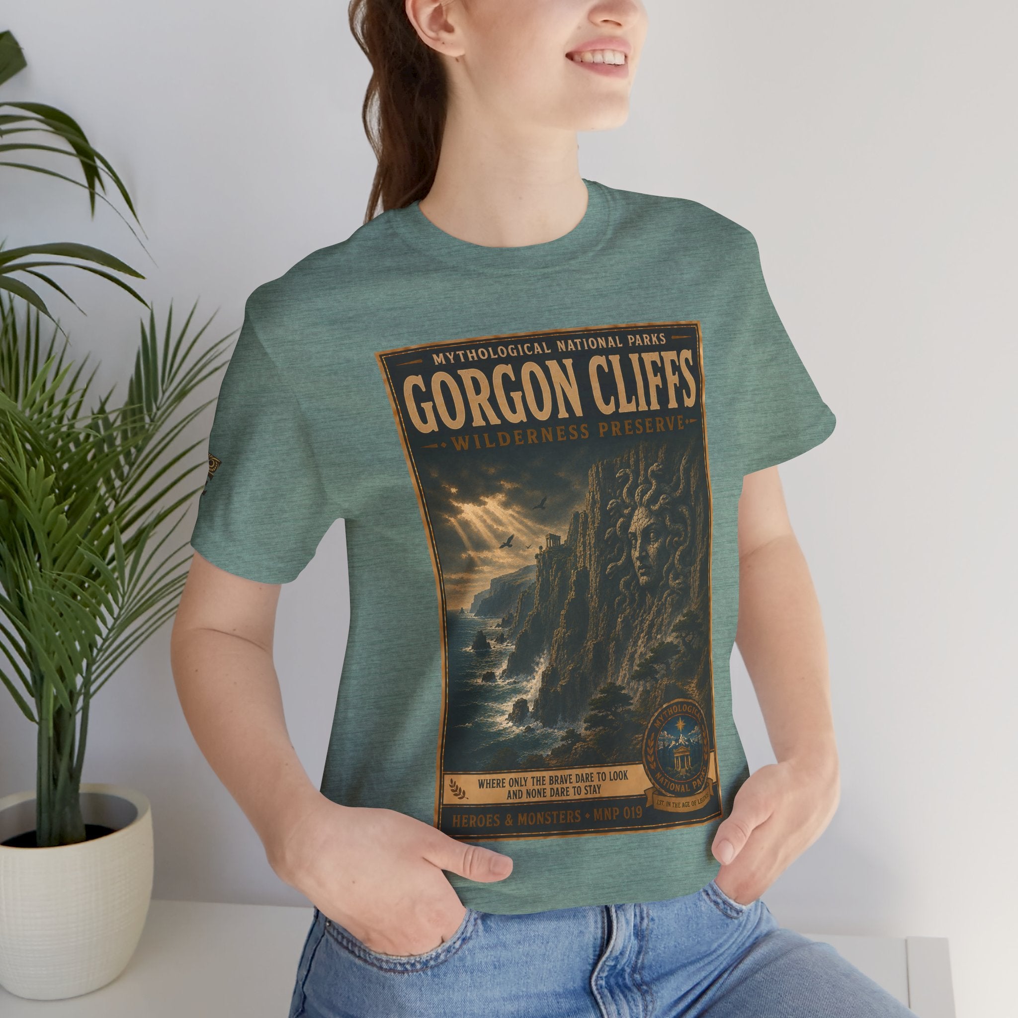 Mythological National Parks Collection III- #019-028 - Heros & Monsters | Vintage nature poster Tee | Mythological National Parks graphic shirt