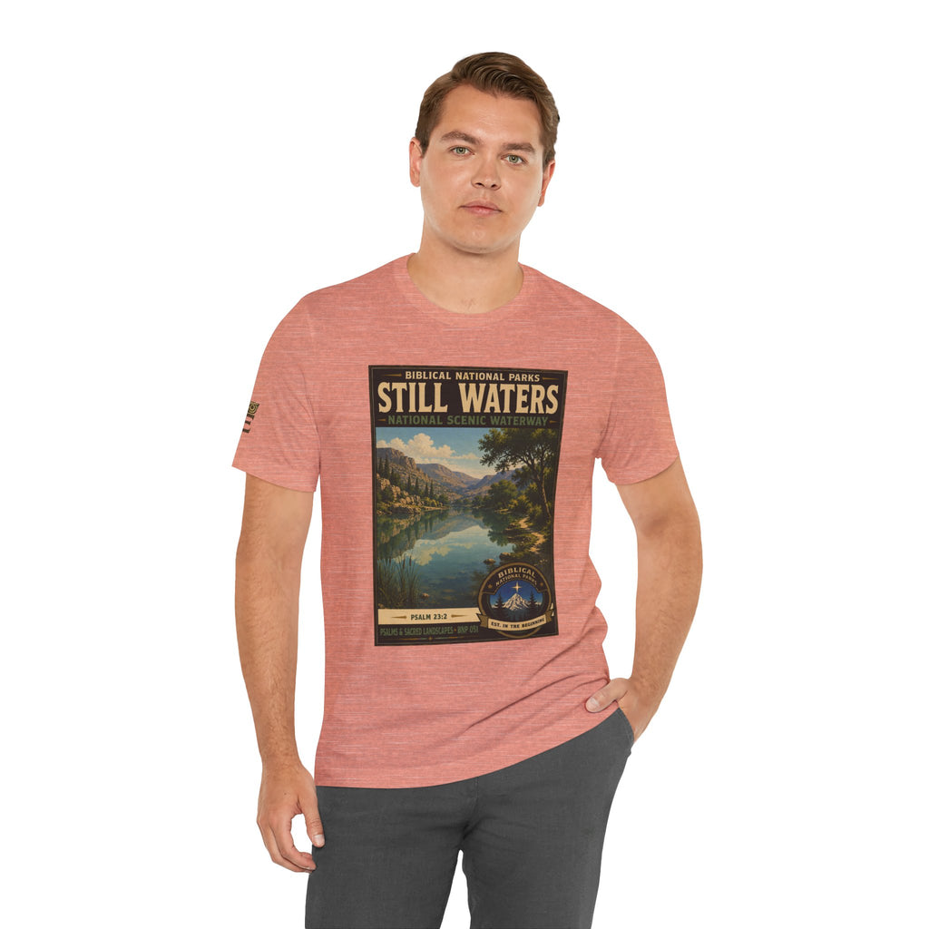 Biblical National Parks Collection IX- #051/054 -Psalms & Sacred Landscapes | Psalm 23:2 | Vintage nature poster Tee | Biblical national parks graphic shirt