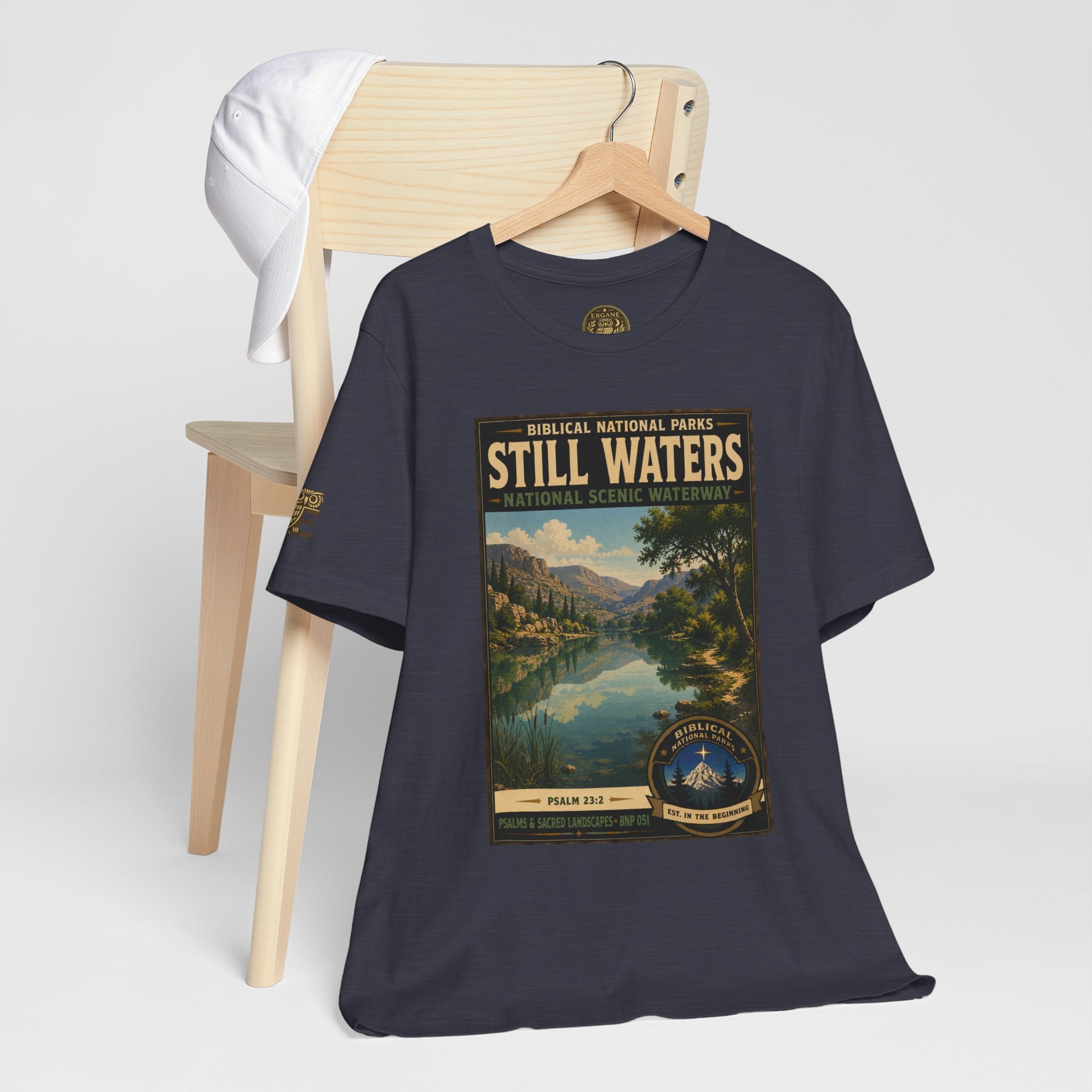 Biblical National Parks Collection IX- #051/054 -Psalms & Sacred Landscapes | Psalm 23:2 | Vintage nature poster Tee | Biblical national parks graphic shirt