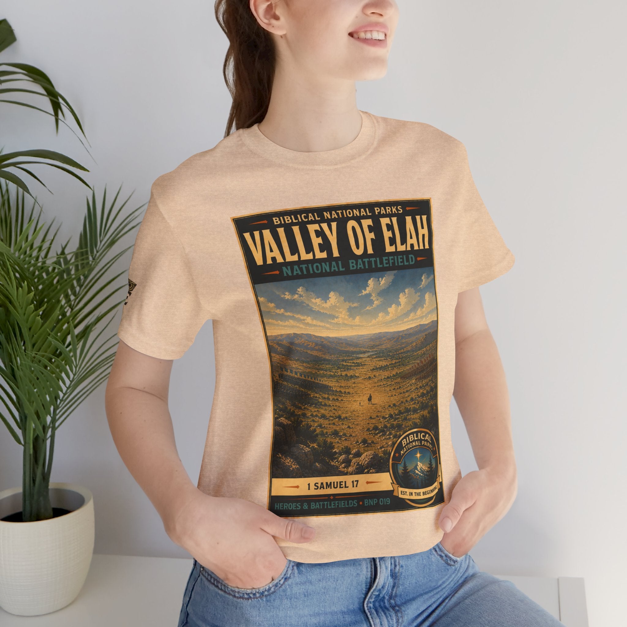 Biblical National Parks Collection IV- Heros & Battlefields #019/023 1 Samuel 17 | Vintage nature poster Tee | Biblical national parks graphic shirt