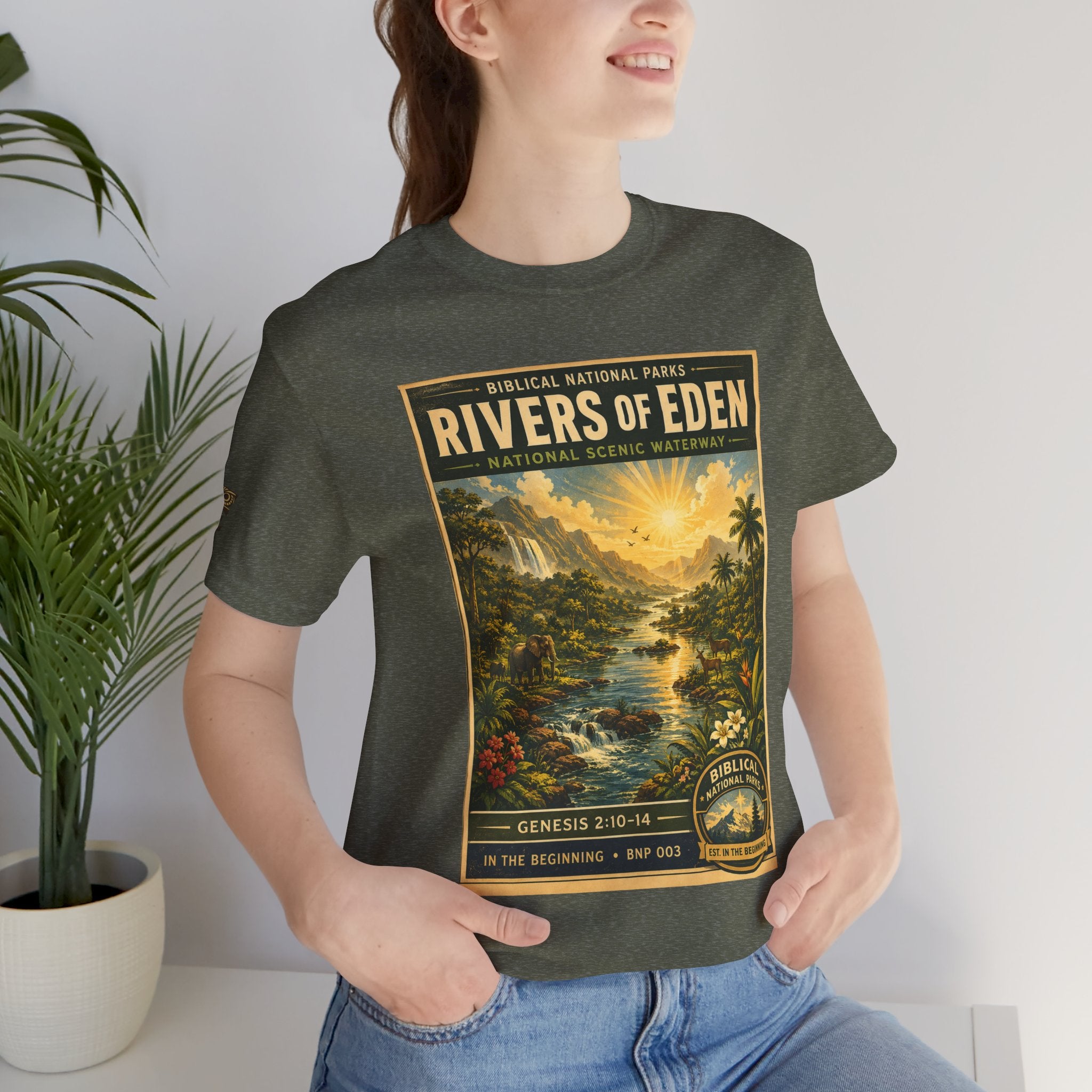 Biblical National Parks Collection I- In The Beginning #003/006 Genesis 2:10-14 | Vintage nature poster Tee | Biblical national parks graphic shirt