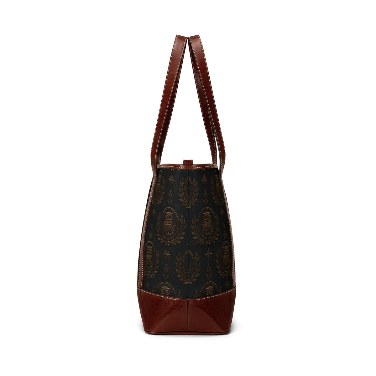 Vintage Portrait Tote Handbag – Classic Brown Leather Accent