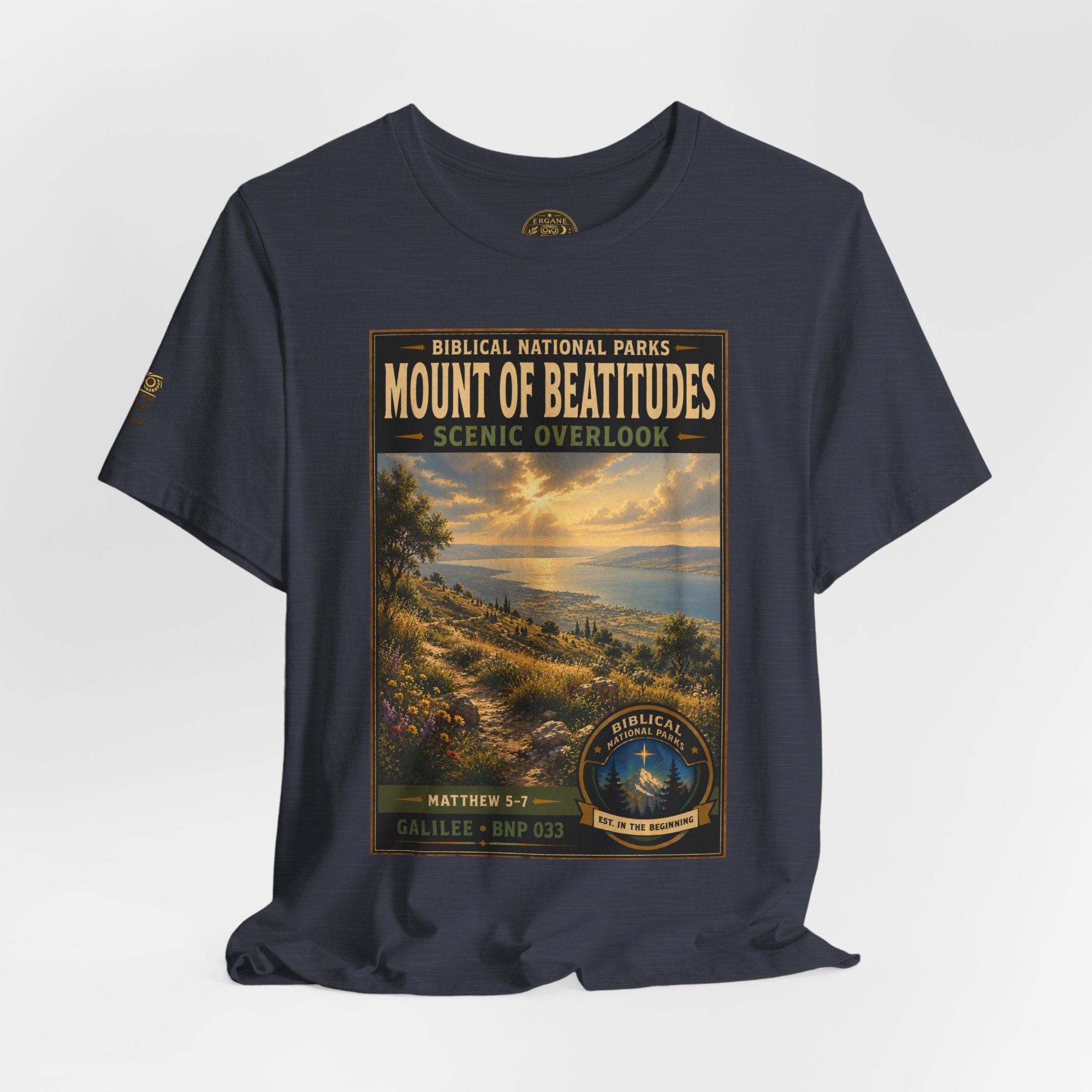 Biblical National Parks Collection VI- Galilee #033/035 Matthew 5-7 | Vintage nature poster Tee | Biblical national parks graphic shirt