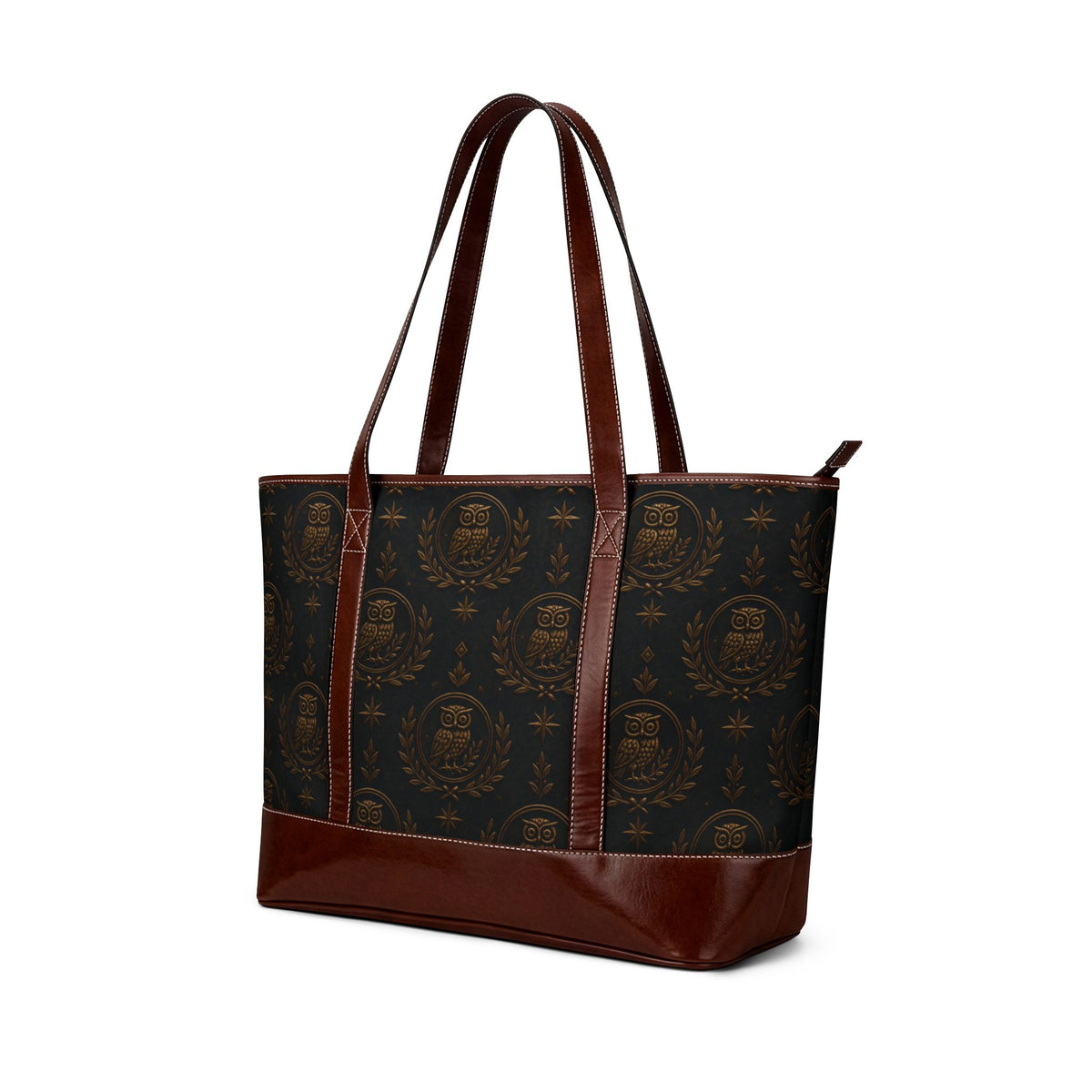 Vintage Portrait Tote Handbag – Classic Brown Leather Accent