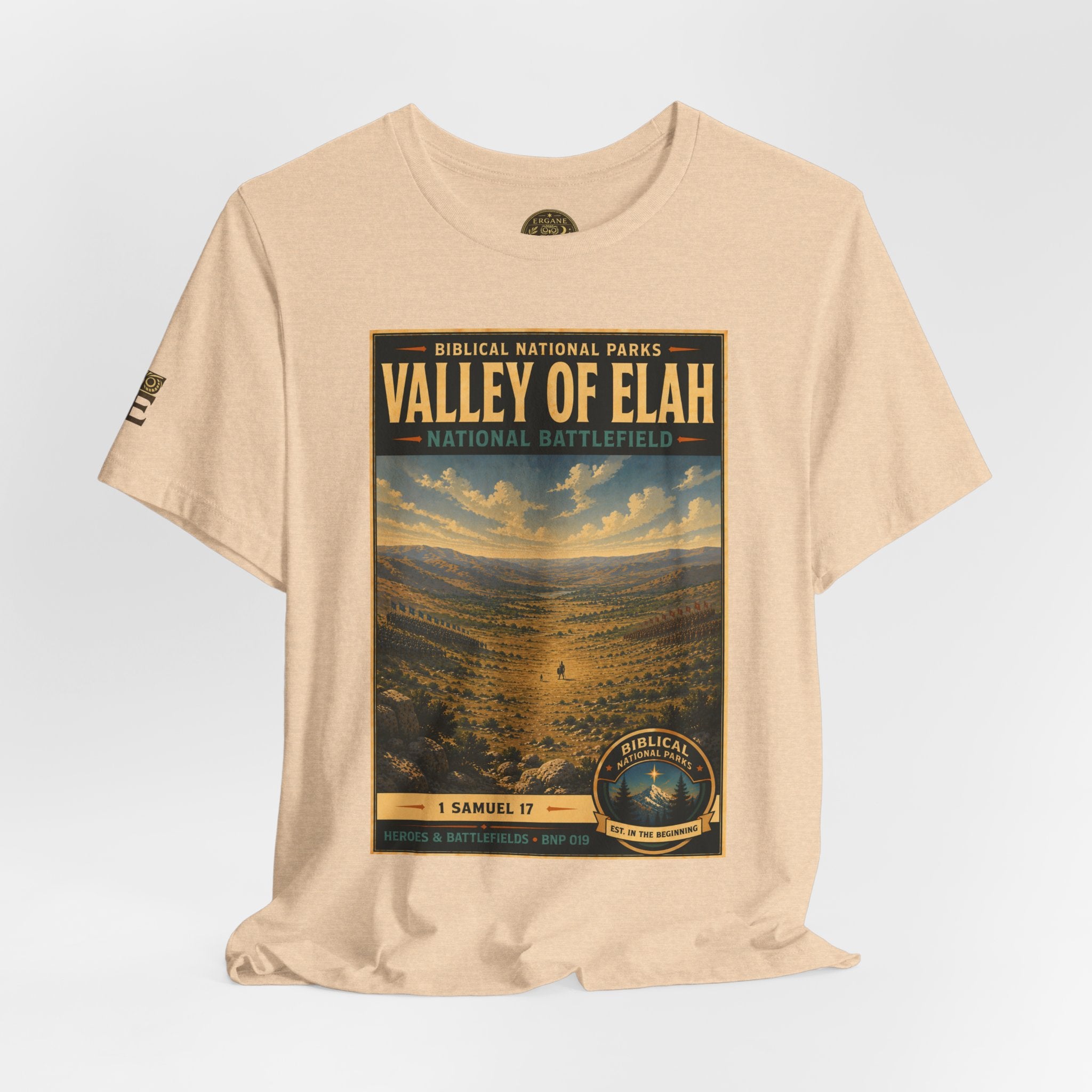 Biblical National Parks Collection IV- Heros & Battlefields #019/023 1 Samuel 17 | Vintage nature poster Tee | Biblical national parks graphic shirt