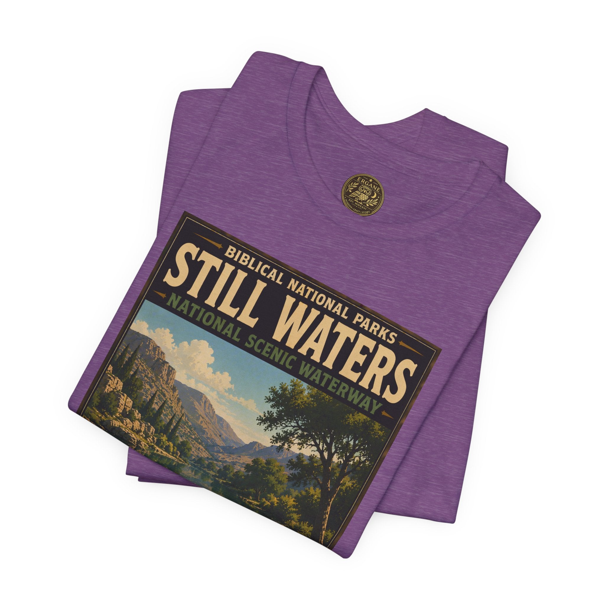 Biblical National Parks Collection IX- #051/054 -Psalms & Sacred Landscapes | Psalm 23:2 | Vintage nature poster Tee | Biblical national parks graphic shirt
