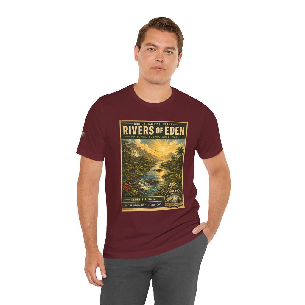 Biblical National Parks Collection I- In The Beginning #003/006 Genesis 2:10-14 | Vintage nature poster Tee | Biblical national parks graphic shirt