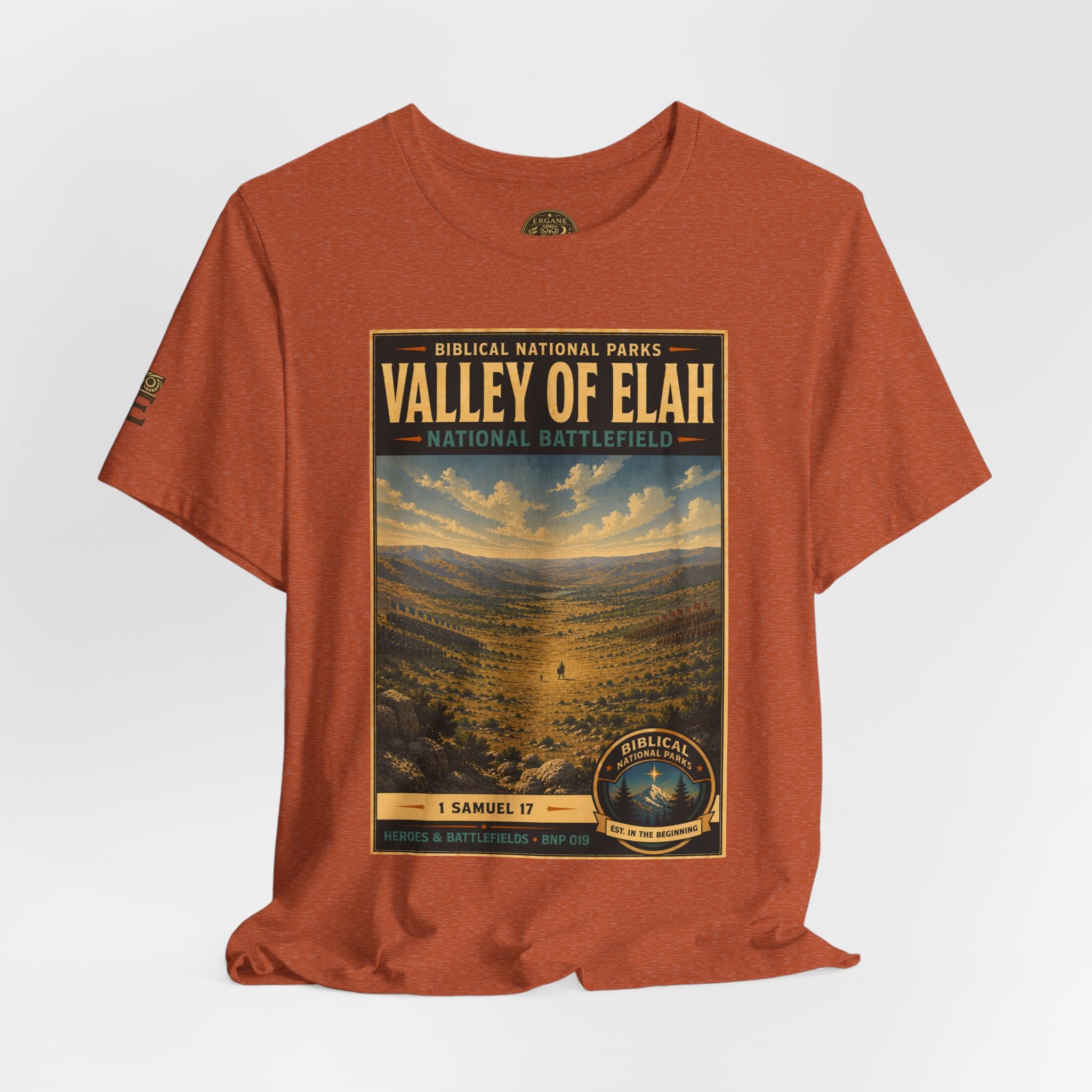 Biblical National Parks Collection IV- Heros & Battlefields #019/023 1 Samuel 17 | Vintage nature poster Tee | Biblical national parks graphic shirt