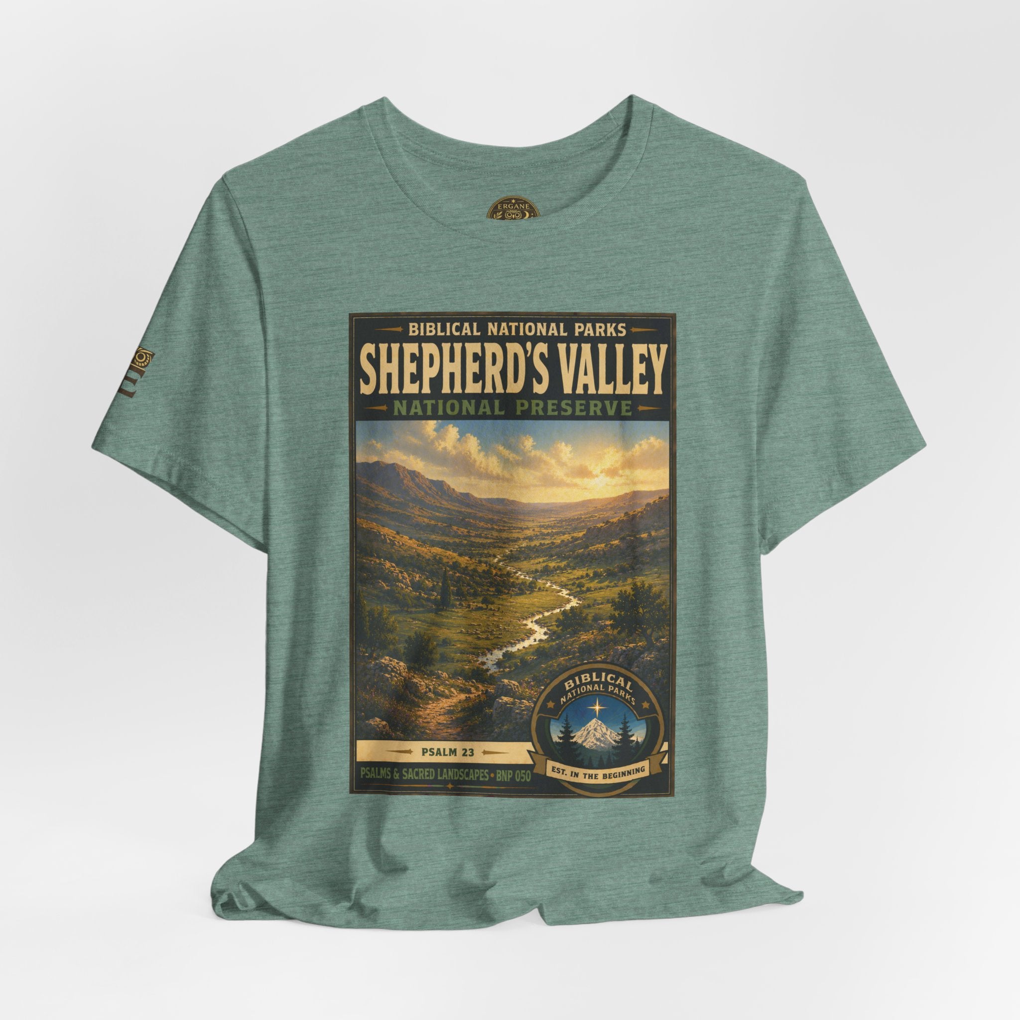 Biblical National Parks Collection IX- #050/054 -Psalms & Sacred Landscapes | Psalm 23 | Vintage nature poster Tee | Biblical national parks graphic shirt