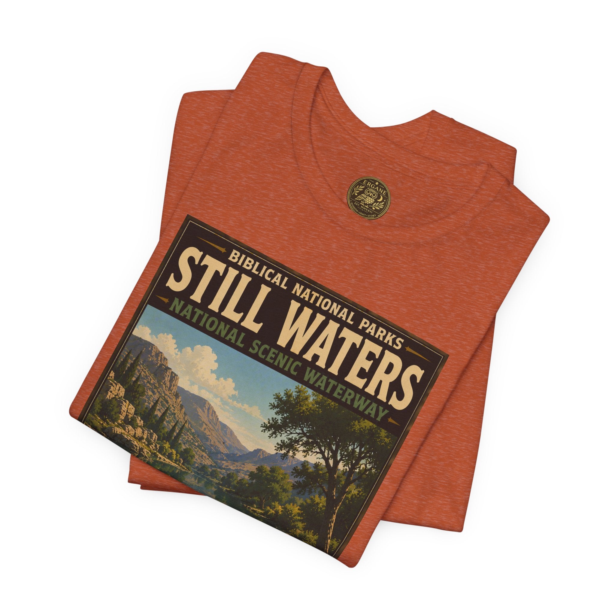 Biblical National Parks Collection IX- #051/054 -Psalms & Sacred Landscapes | Psalm 23:2 | Vintage nature poster Tee | Biblical national parks graphic shirt