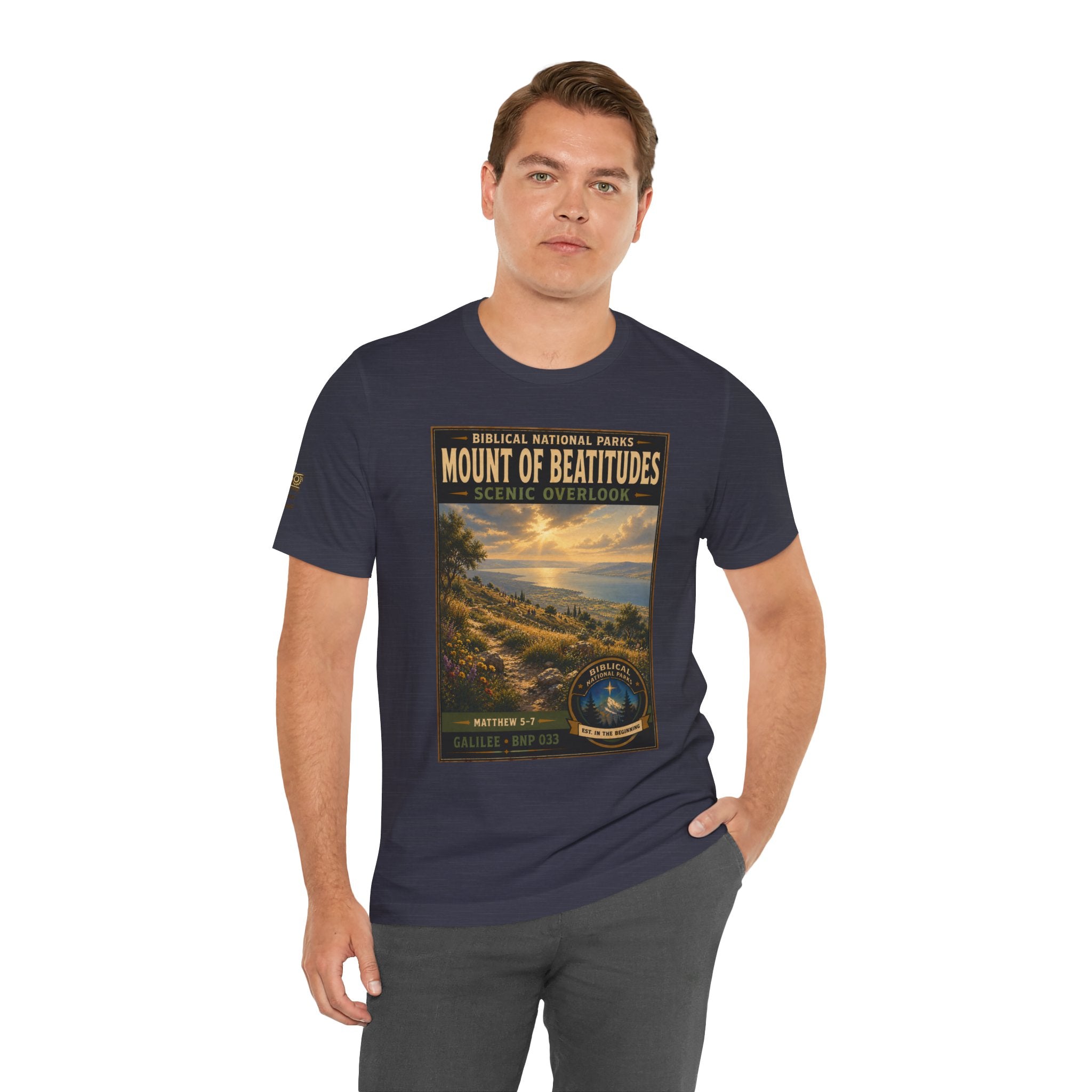 Biblical National Parks Collection VI- Galilee #033/035 Matthew 5-7 | Vintage nature poster Tee | Biblical national parks graphic shirt