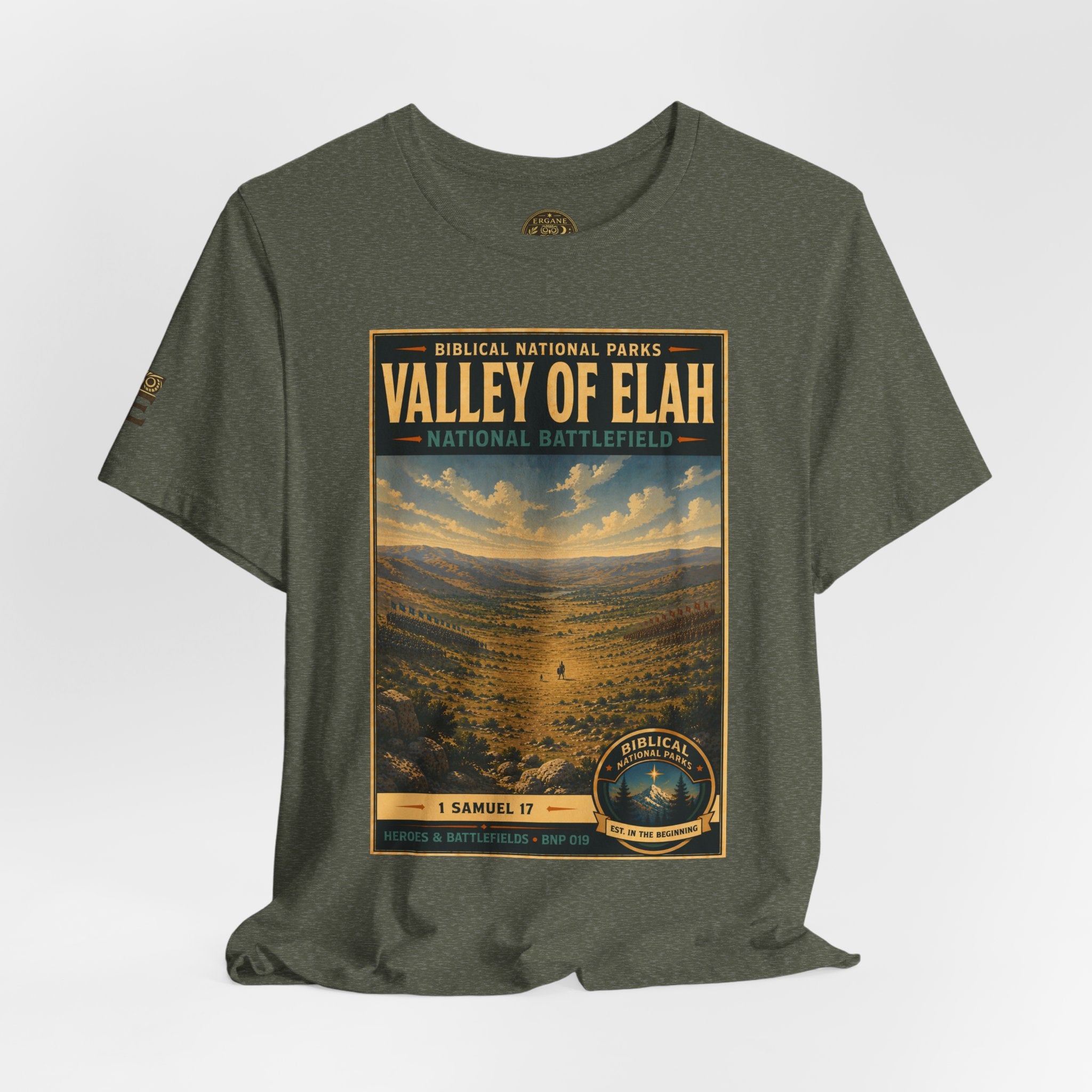 Biblical National Parks Collection IV- Heros & Battlefields #019/023 1 Samuel 17 | Vintage nature poster Tee | Biblical national parks graphic shirt