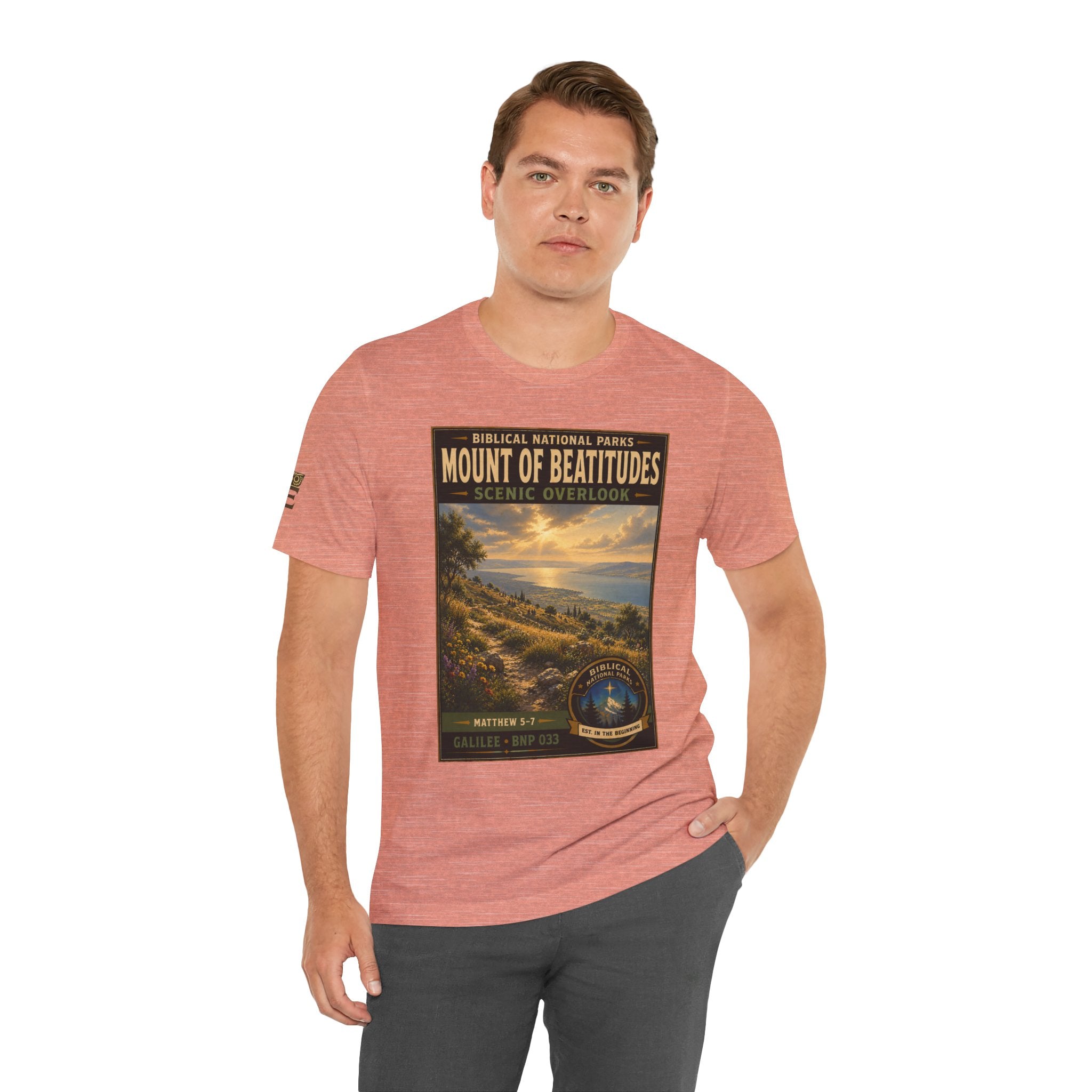 Biblical National Parks Collection VI- Galilee #033/035 Matthew 5-7 | Vintage nature poster Tee | Biblical national parks graphic shirt