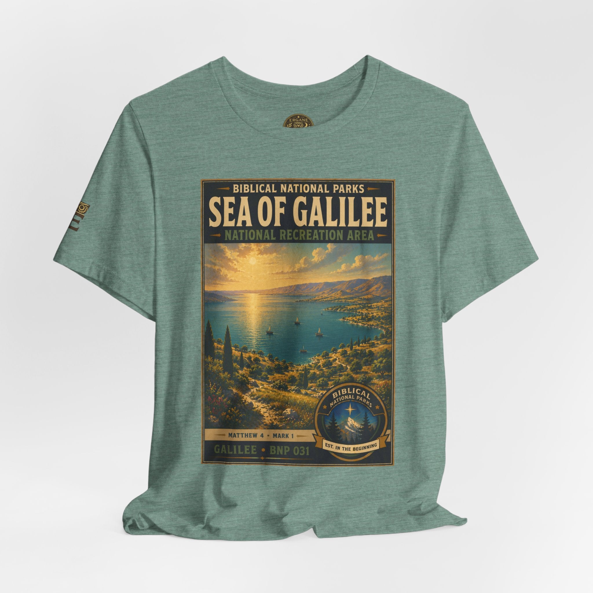 Biblical National Parks Collection VI- Galilee #031/035 Matthew 4 & Mark 1 | Vintage nature poster Tee | Biblical national parks graphic shirt