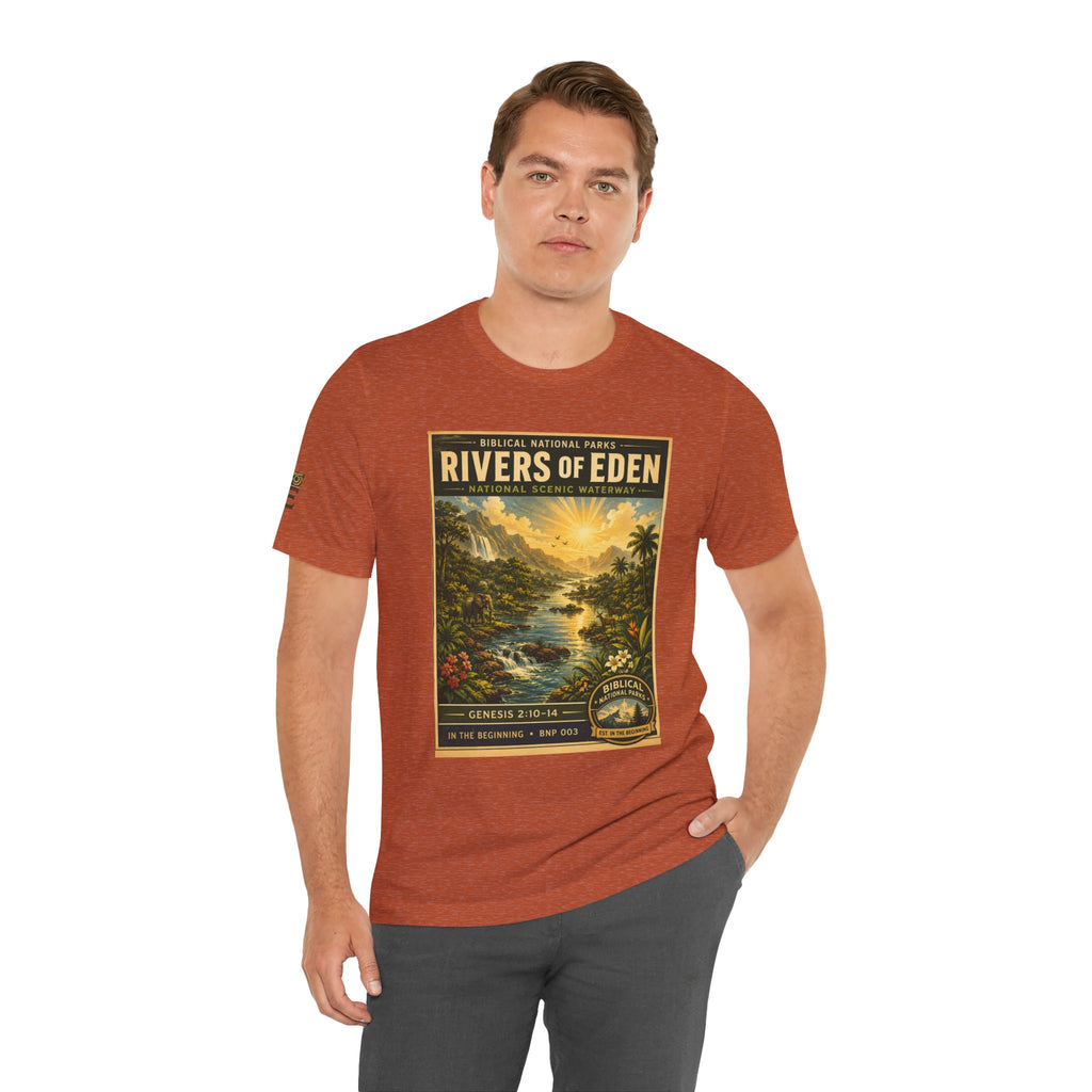 Biblical National Parks Collection I- In The Beginning #003/006 Genesis 2:10-14 | Vintage nature poster Tee | Biblical national parks graphic shirt